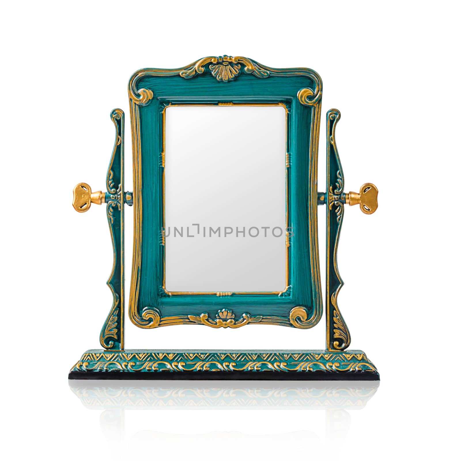 The desktop square mirror cyan color. by Gamjai