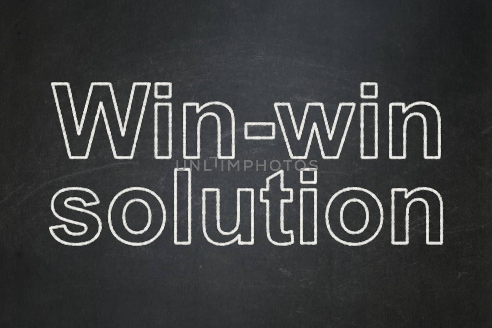 Business concept: text Win-win Solution on Black chalkboard background