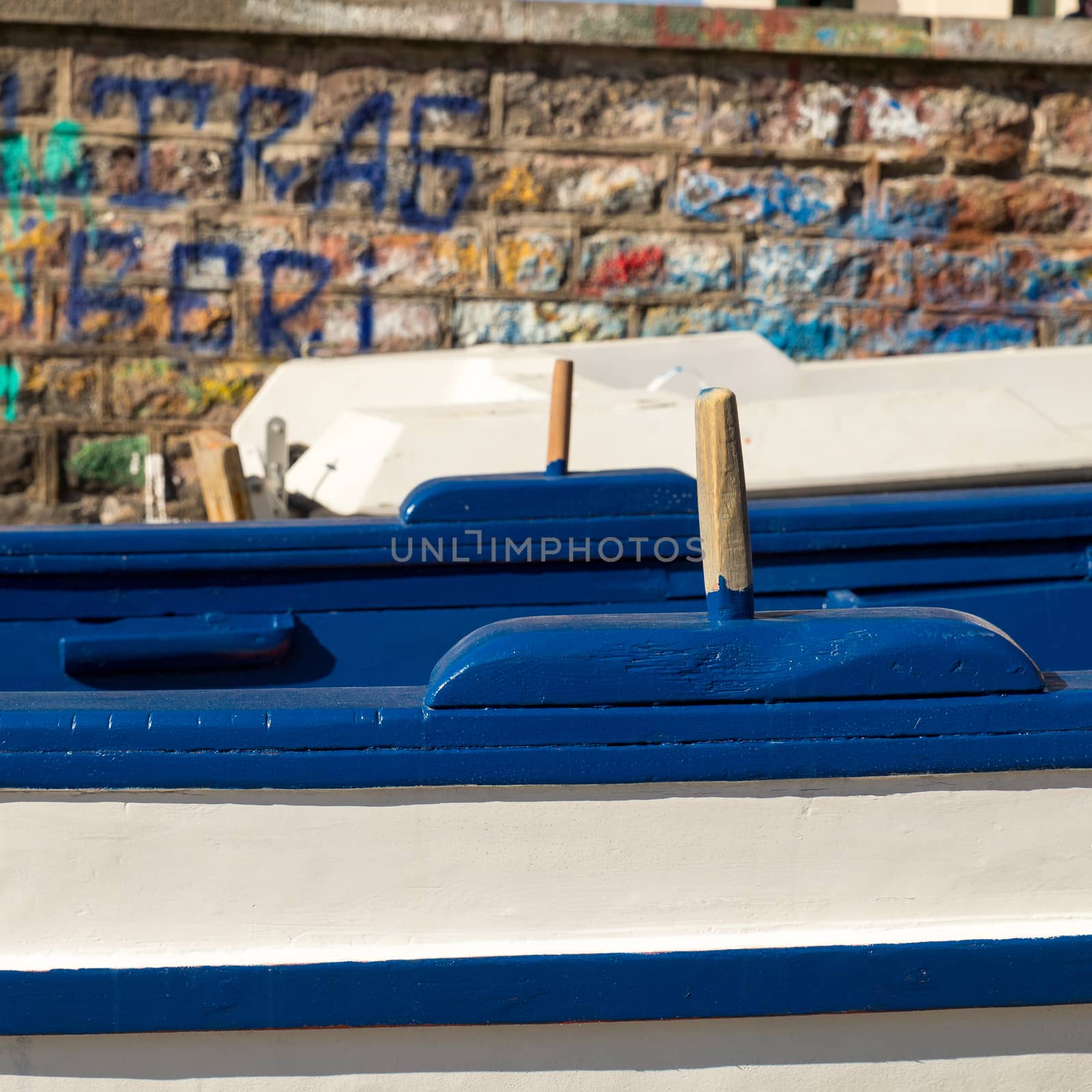 Small traditional fishing boat, made of wood, coloured, painted, Sicily