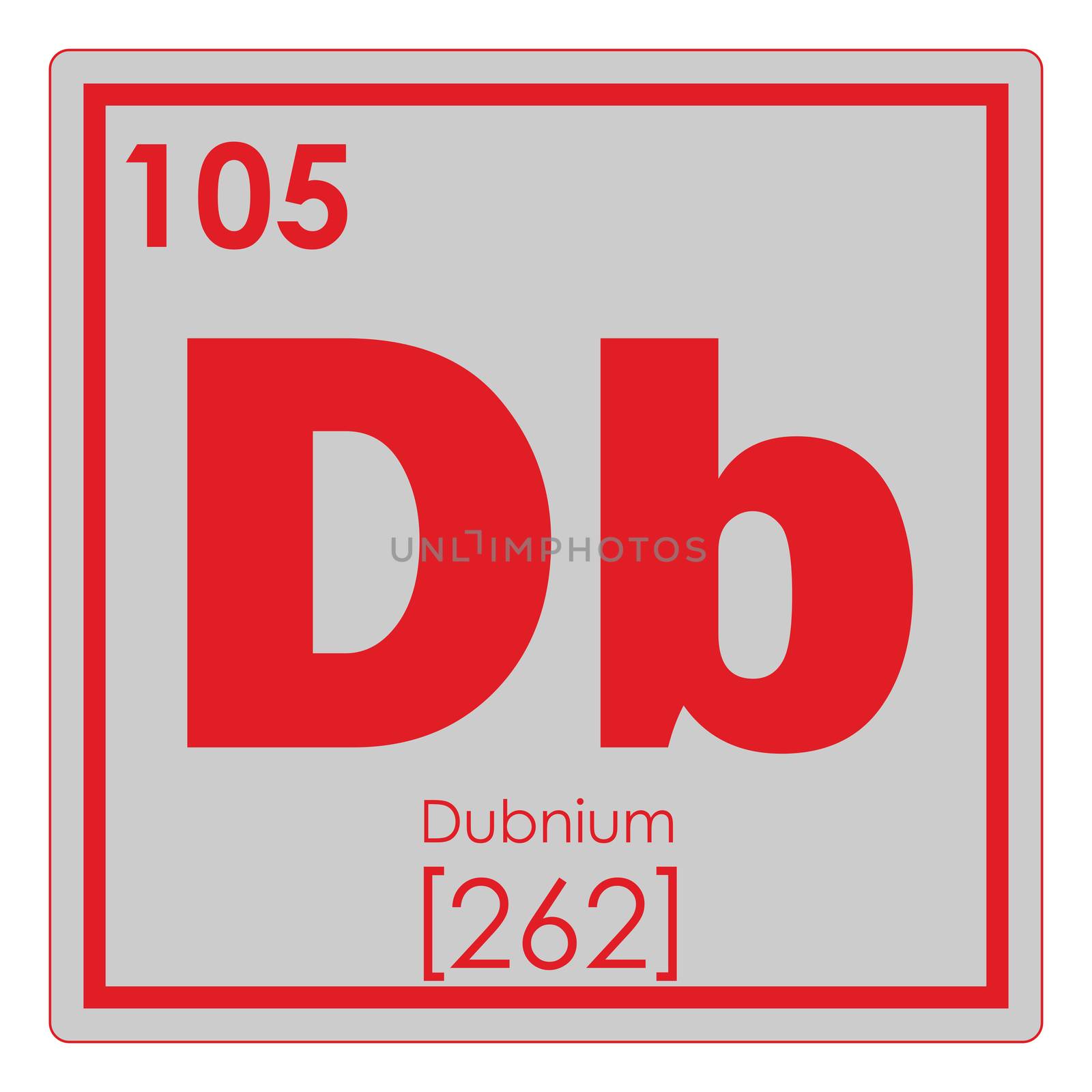 Dubnium chemical element periodic table science symbol