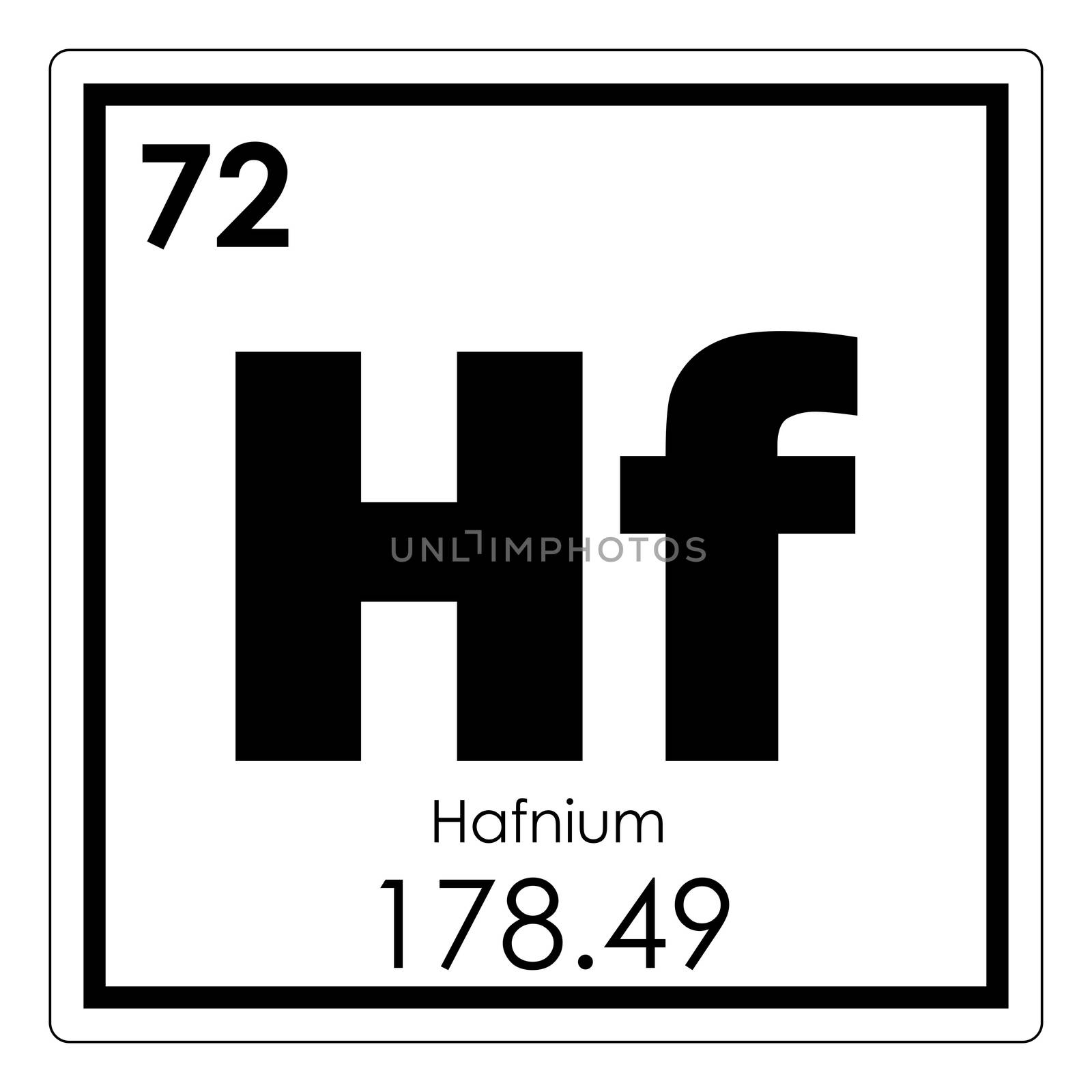 Hafnium chemical element periodic table science symbol