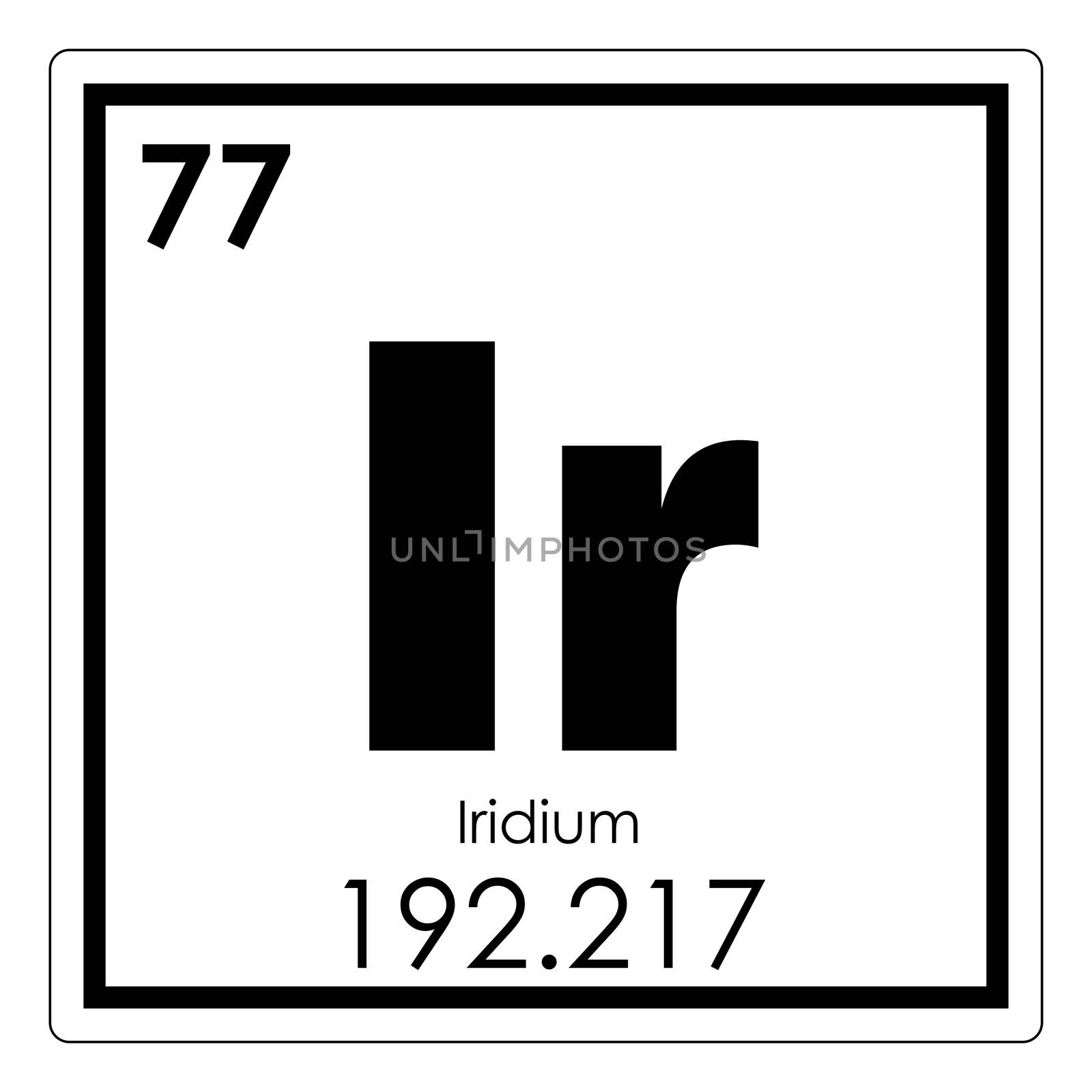 Iridium chemical element periodic table science symbol