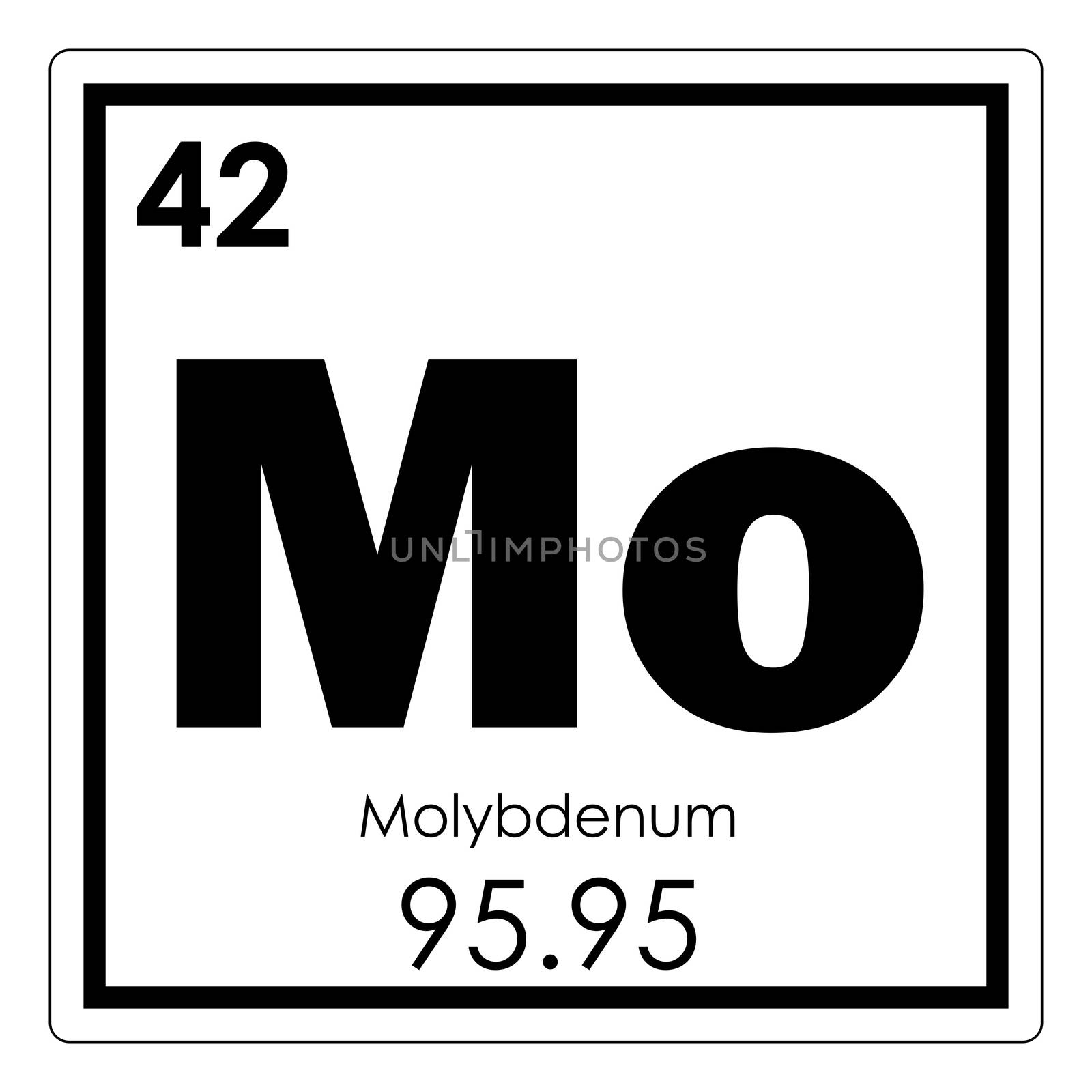 Molybdenum chemical element periodic table science symbol