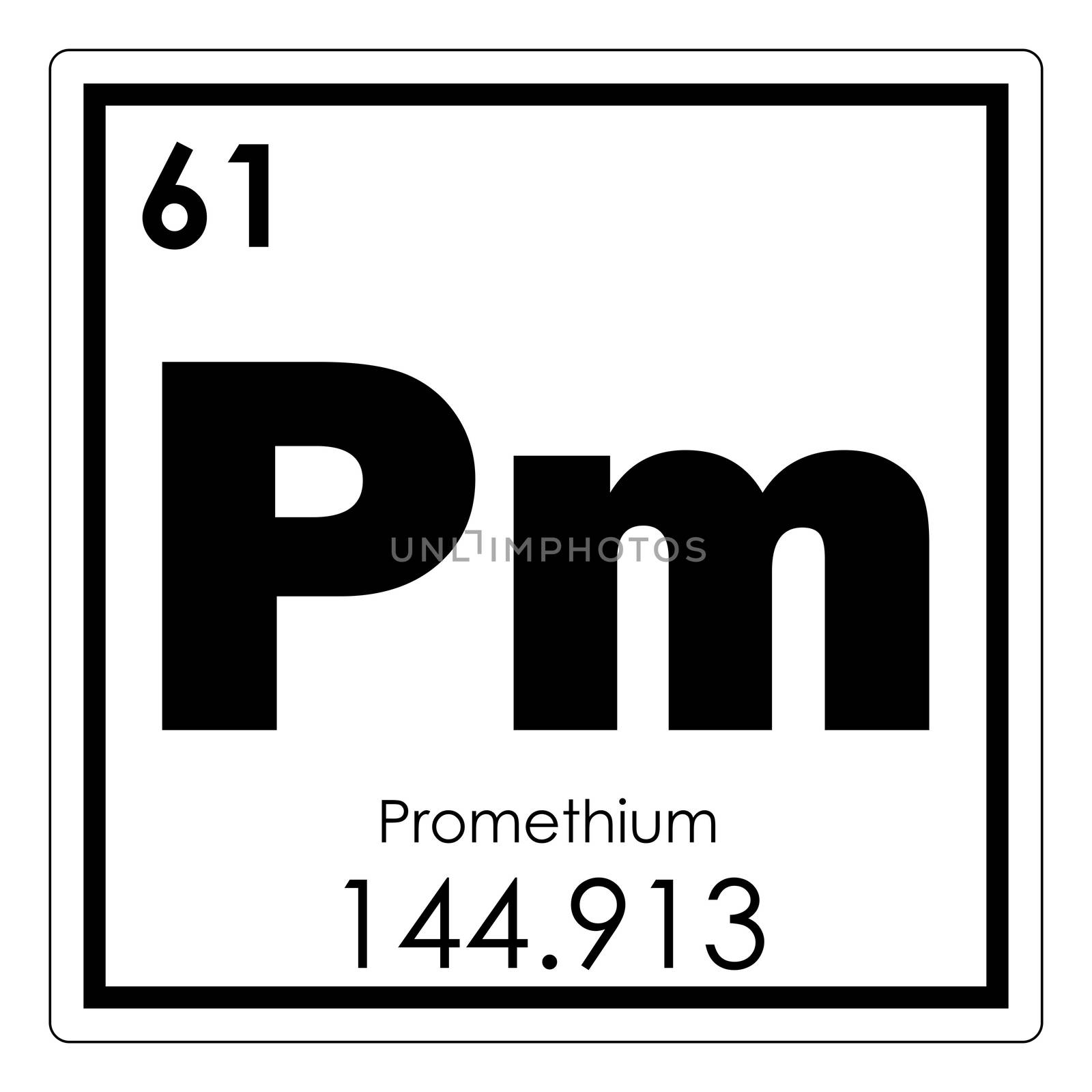 Promethium chemical element periodic table science symbol