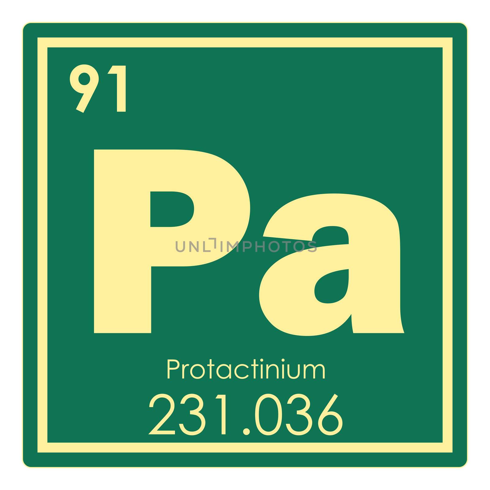 Protactinium chemical element periodic table science symbol