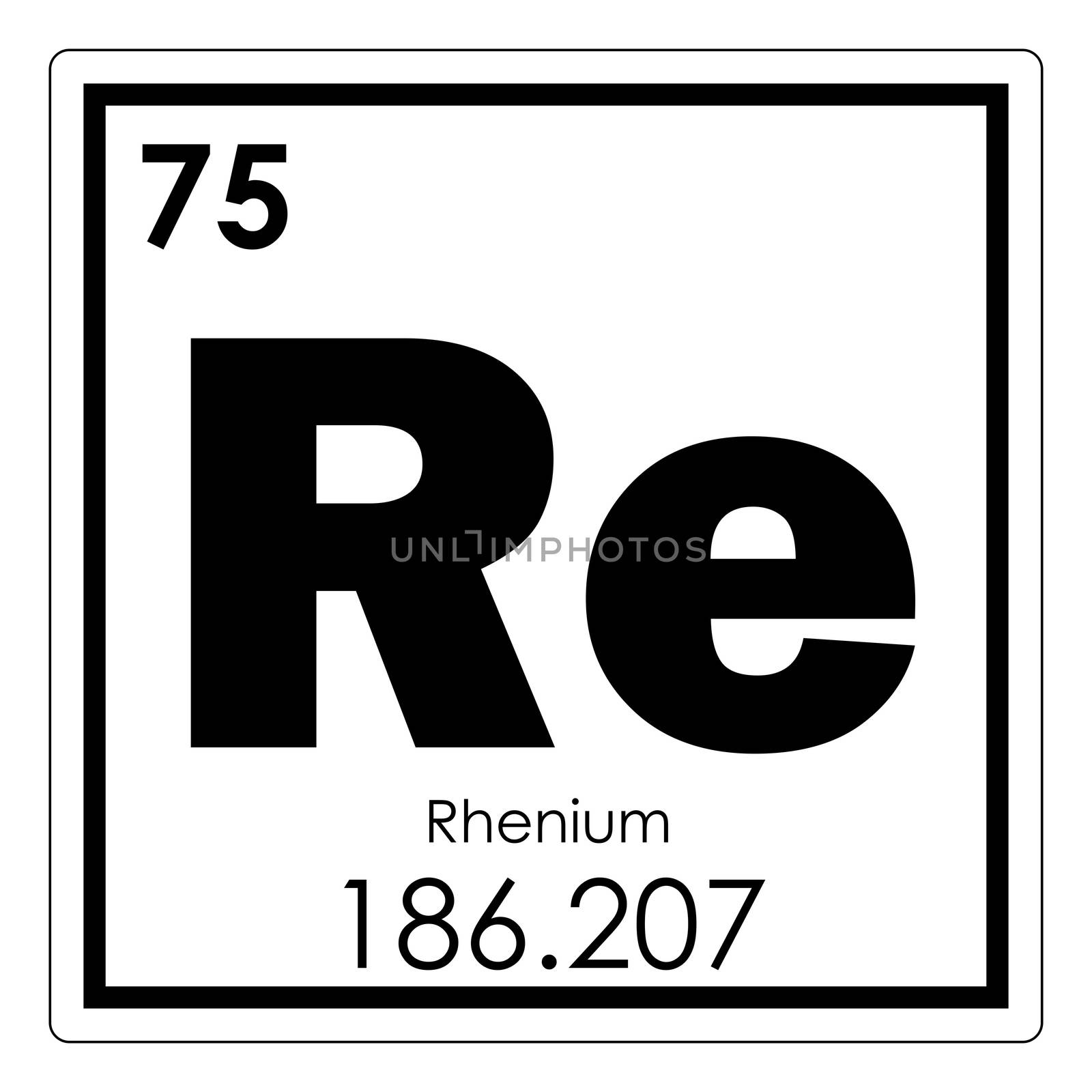 Rhenium chemical element periodic table science symbol