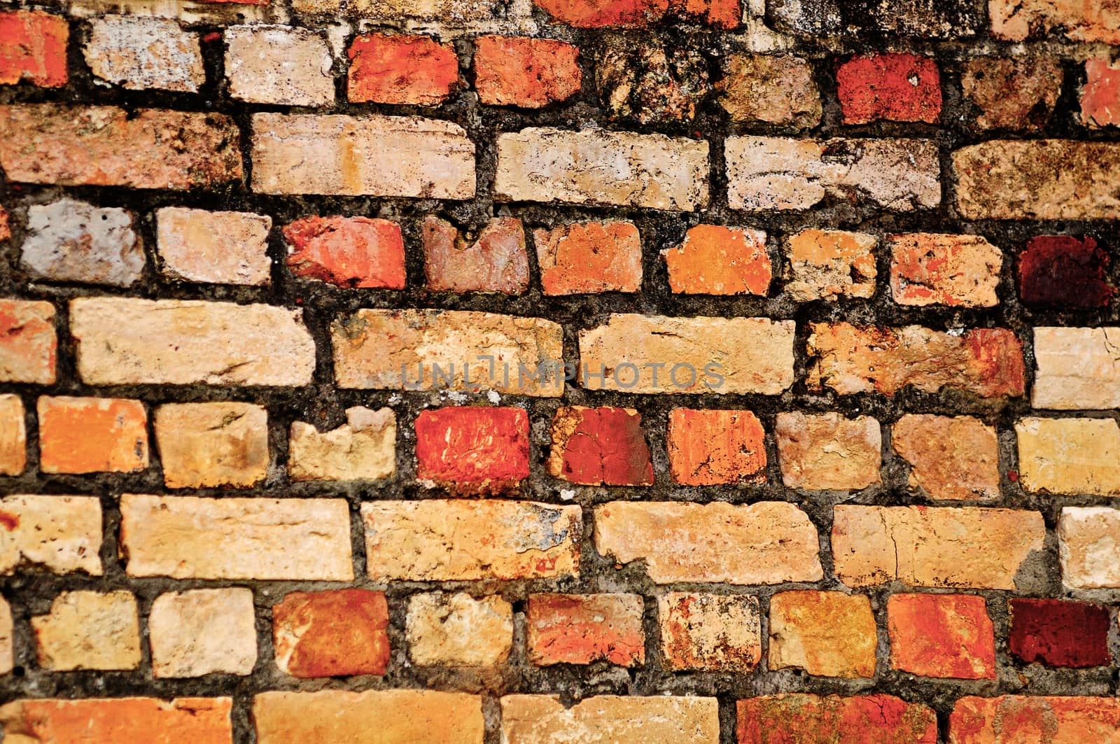 Old orange yellow brick wall