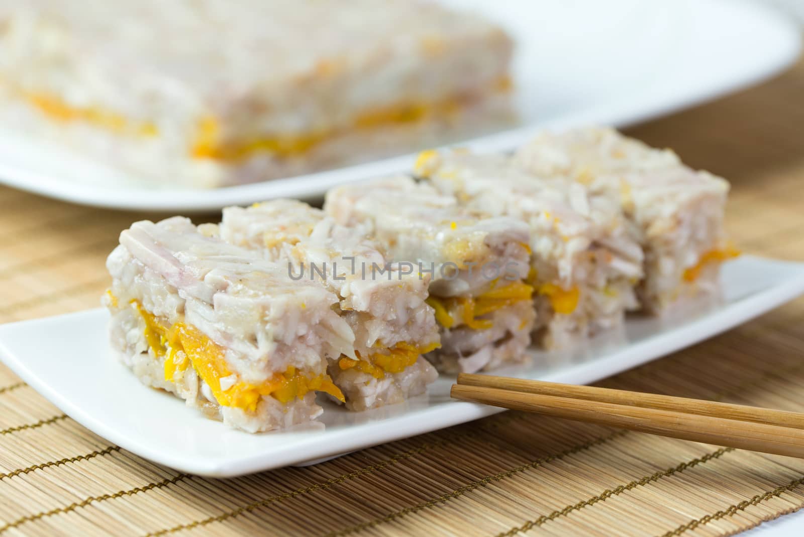 Chinese style homemade steamed yam pumpkin cake