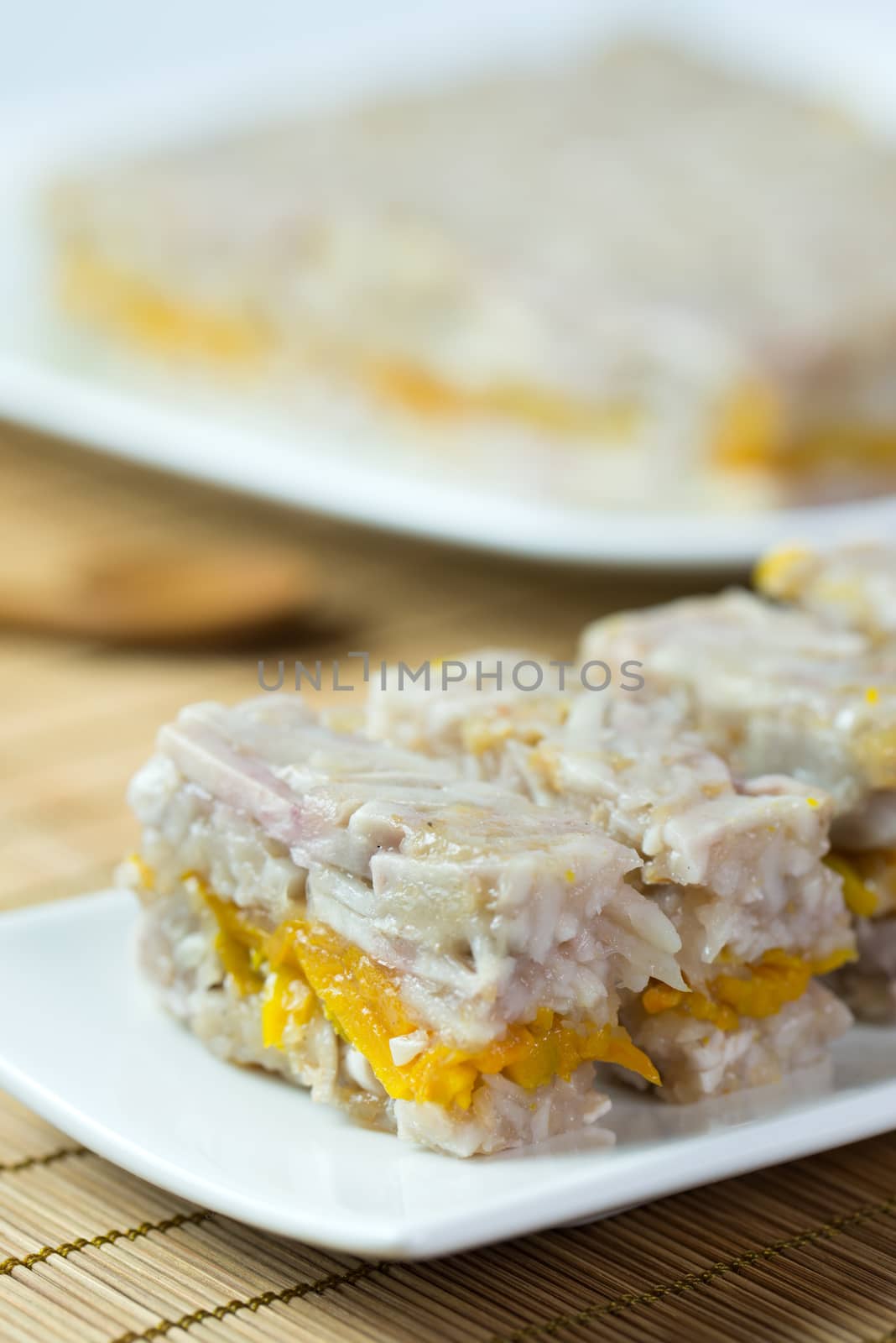 Chinese style homemade steamed yam pumpkin cake