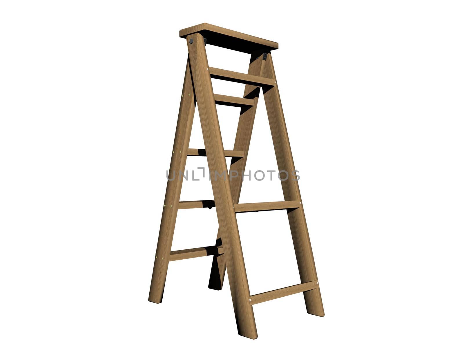 Brown ladder on white background - 3d rendering by mariephotos