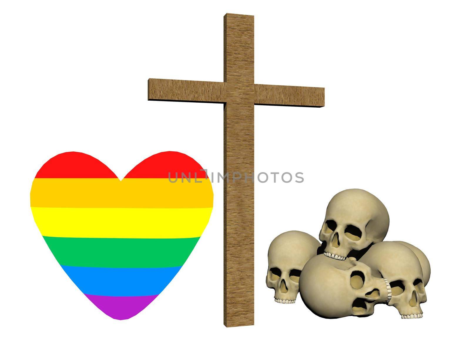 homophobic crimes religion love crime - 3d rendering by mariephotos