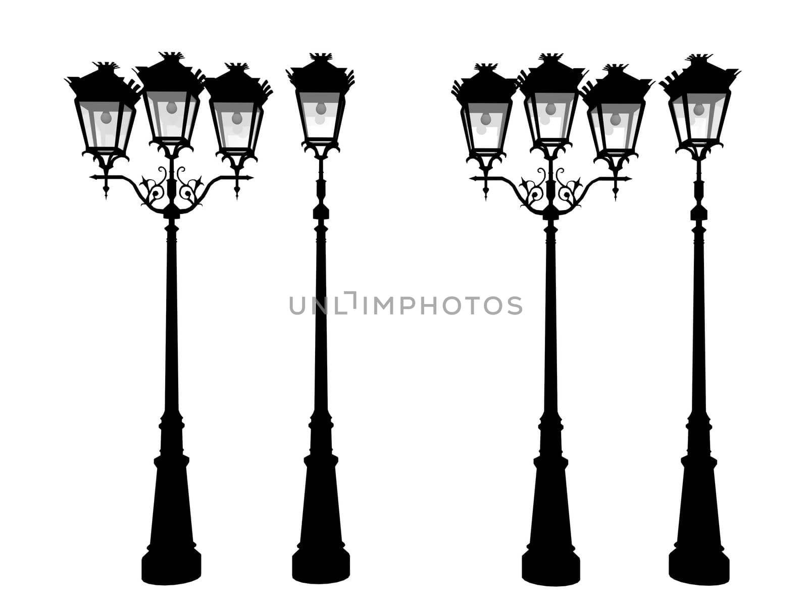 Street Lights Icon black vintage - 3d rendering