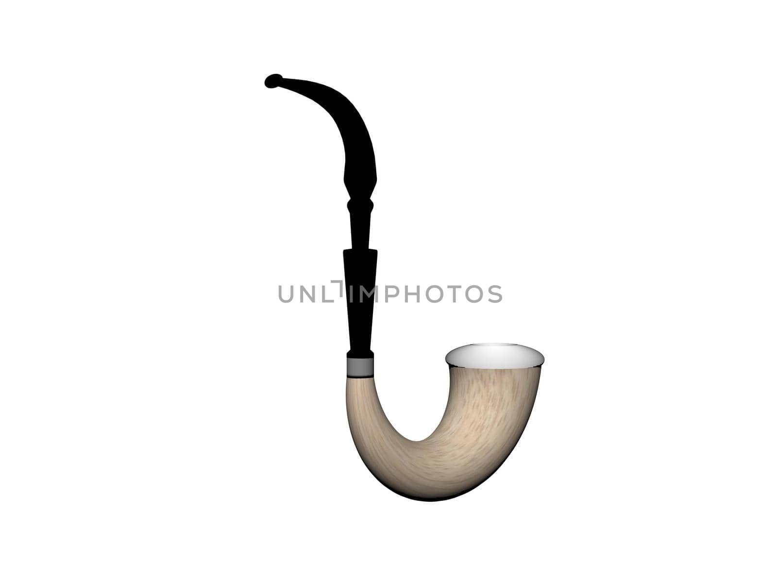 tobacco pipe white solated on white background - 3d rendering