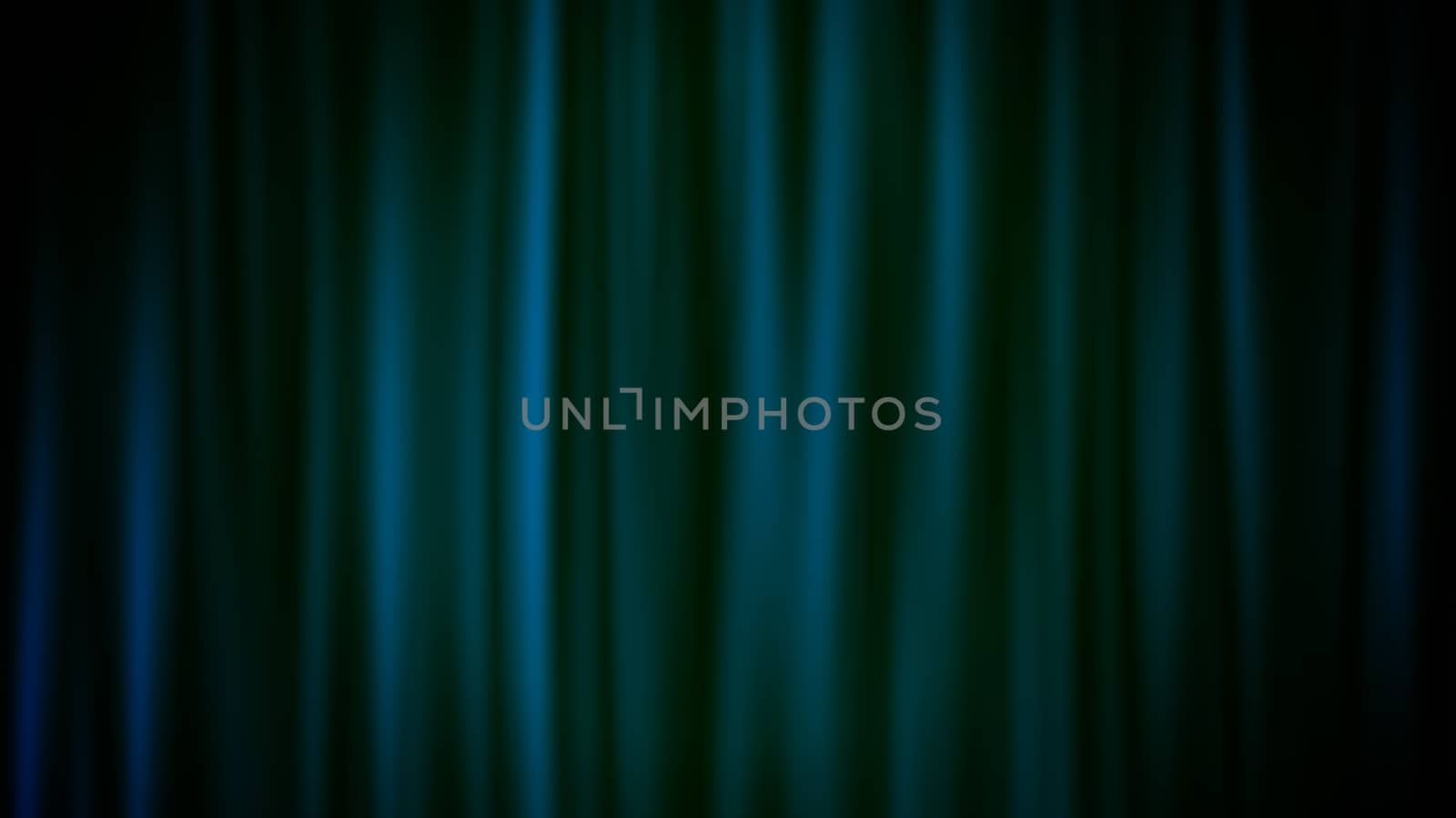 An abstract 3d rendering of vertical blue and green lines sparkling in the black background in a soft focus option. The sparkling straight rays shine in a cheery way.