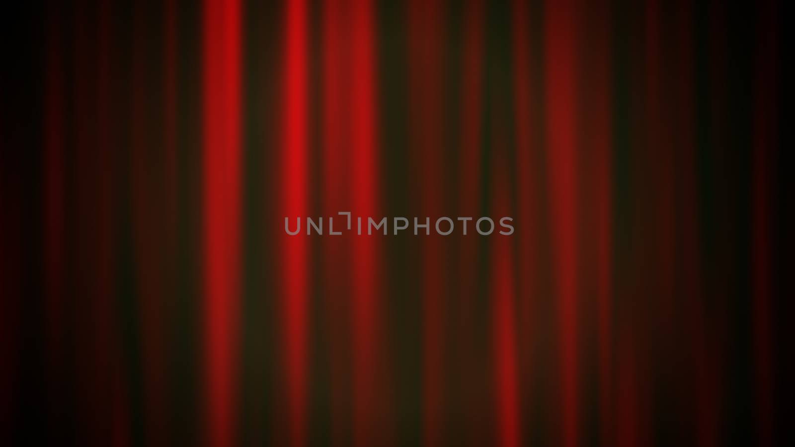 An amazing 3d rendering of vertical and straight purple lines shining in the black background in a defocused version. The backdrop looks like theater curtains.