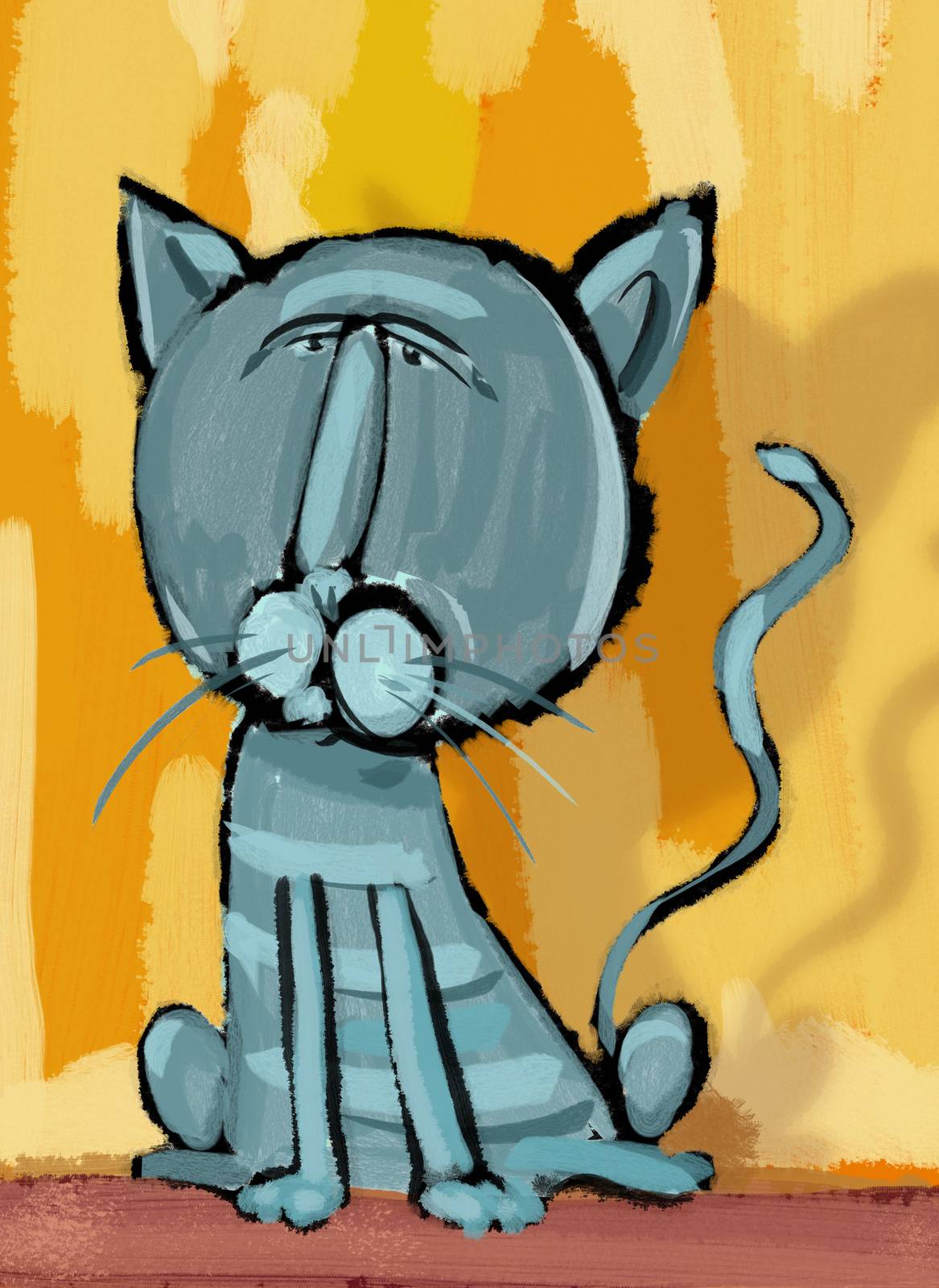 cat character digital painting by izakowski