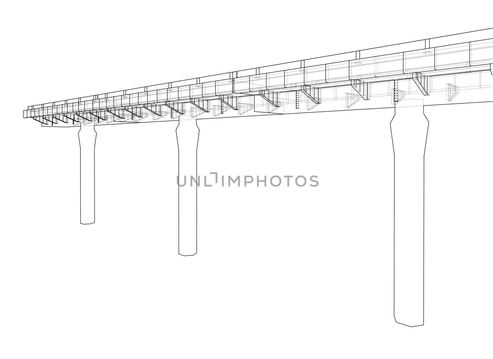 Bridge sketch. 3d illustration by cherezoff