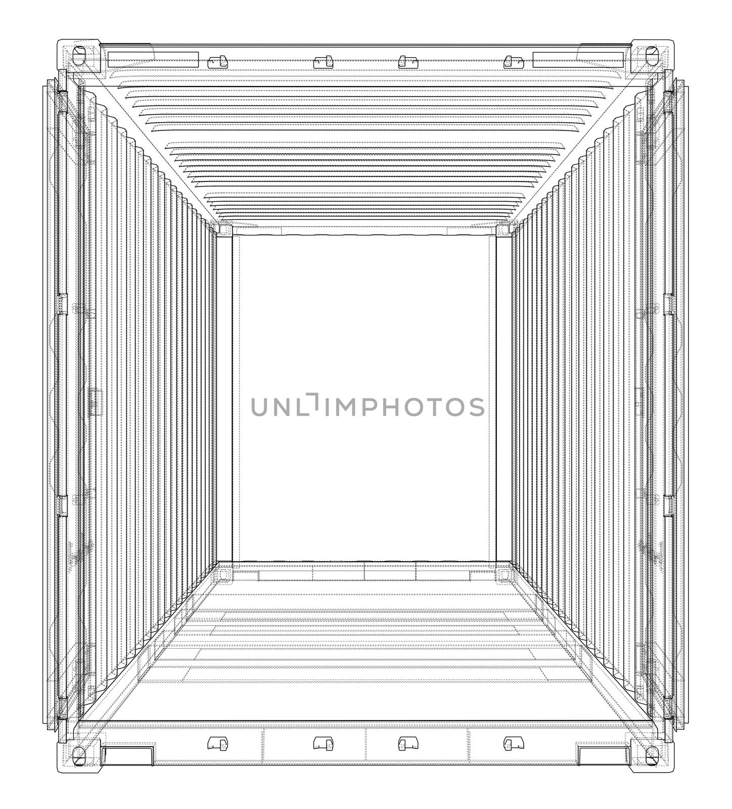 Cargo container. Wire-frame style by cherezoff