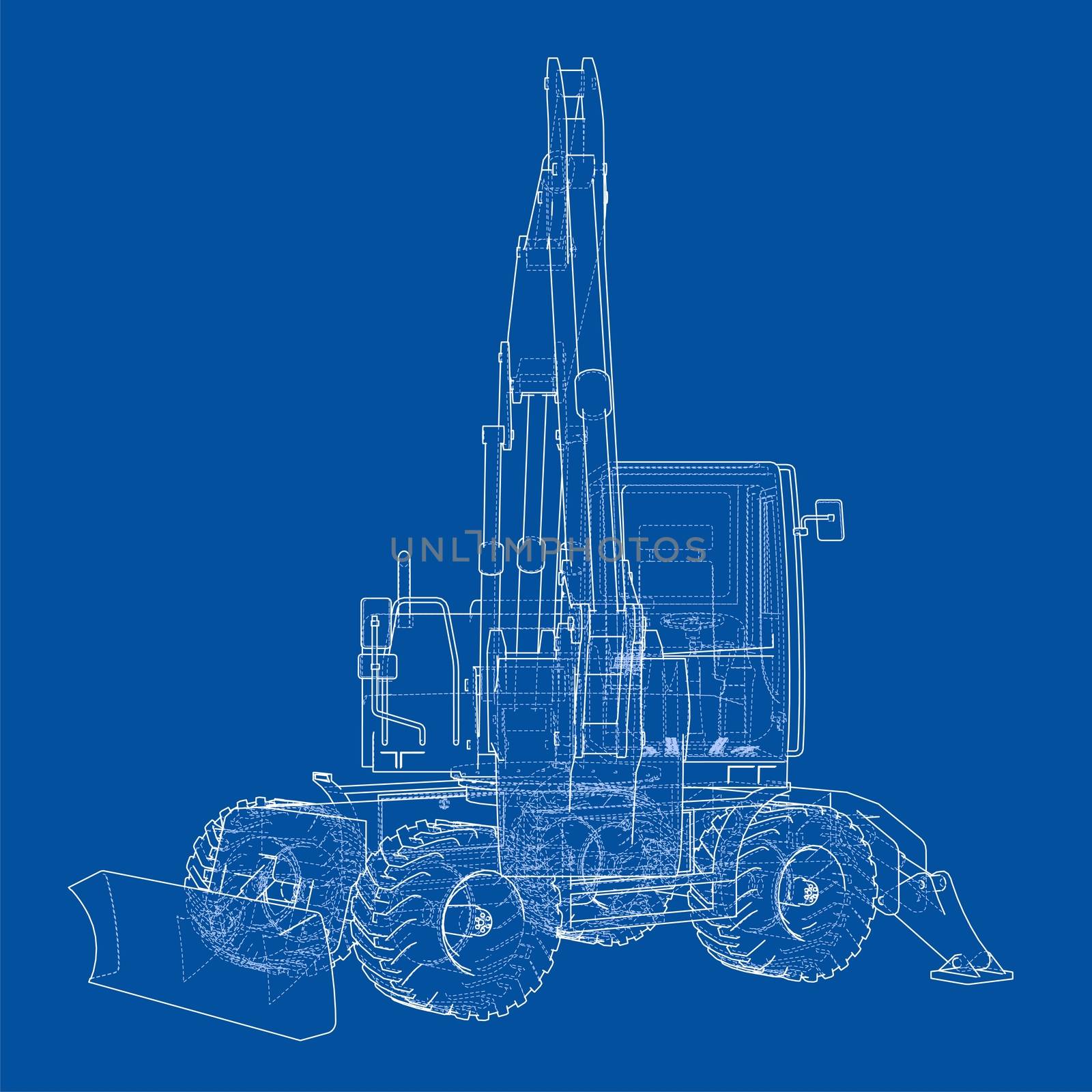 Outline of excavator isolated on background by cherezoff