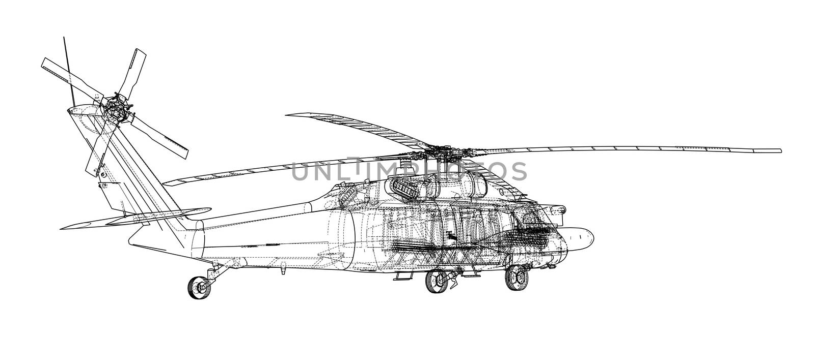 Helicopter outline. Military equipment by cherezoff