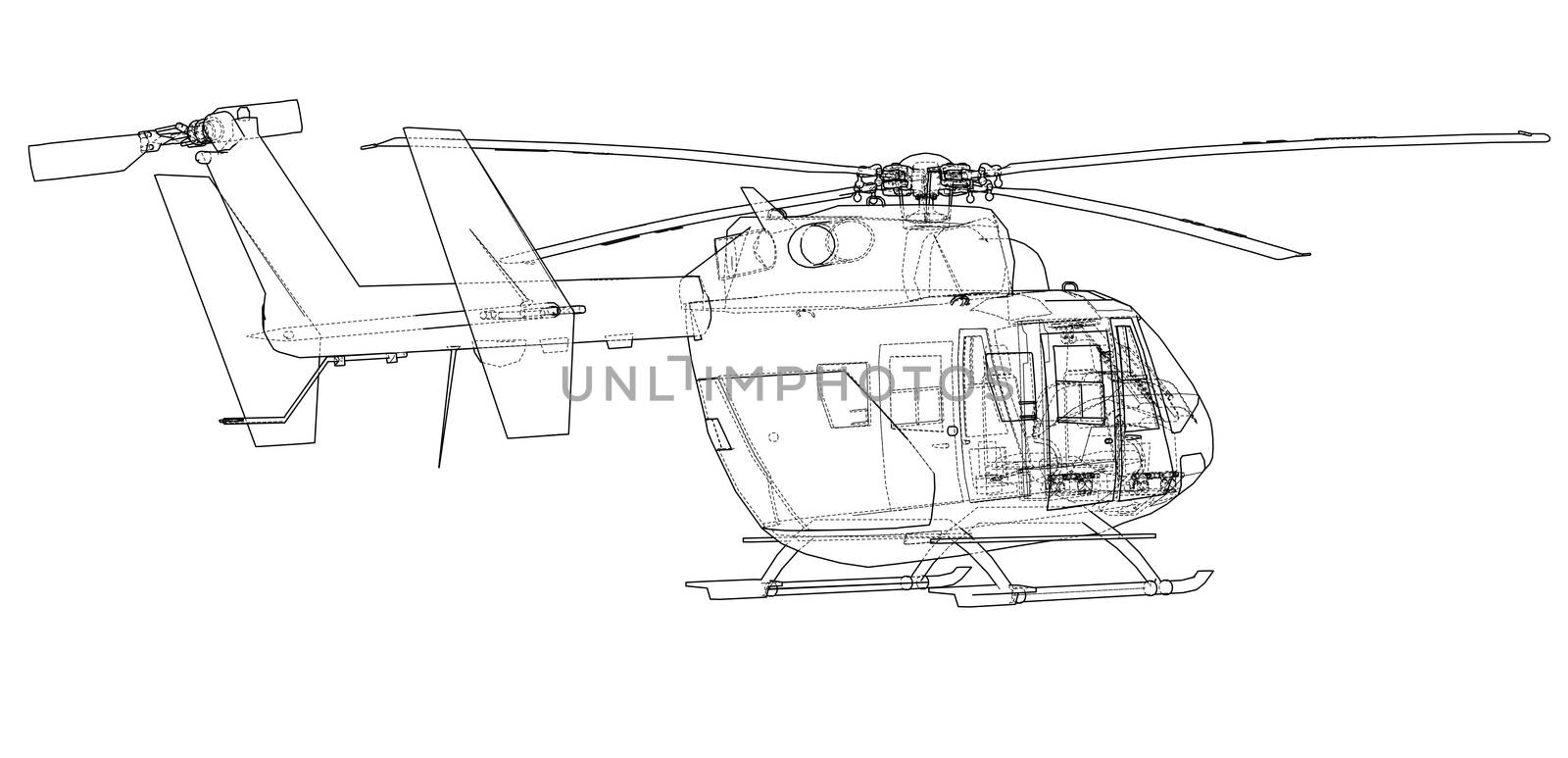 Outline drawing of helicopter by cherezoff