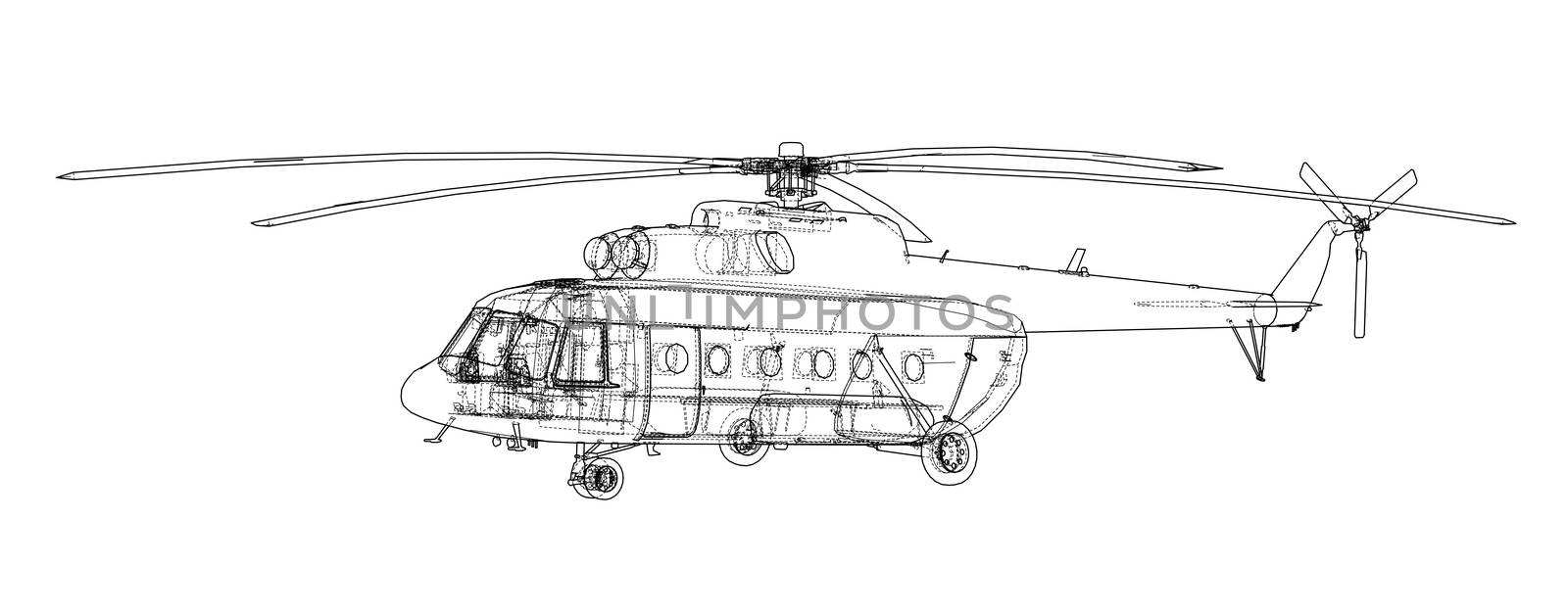 Engineering drawing of helicopter by cherezoff