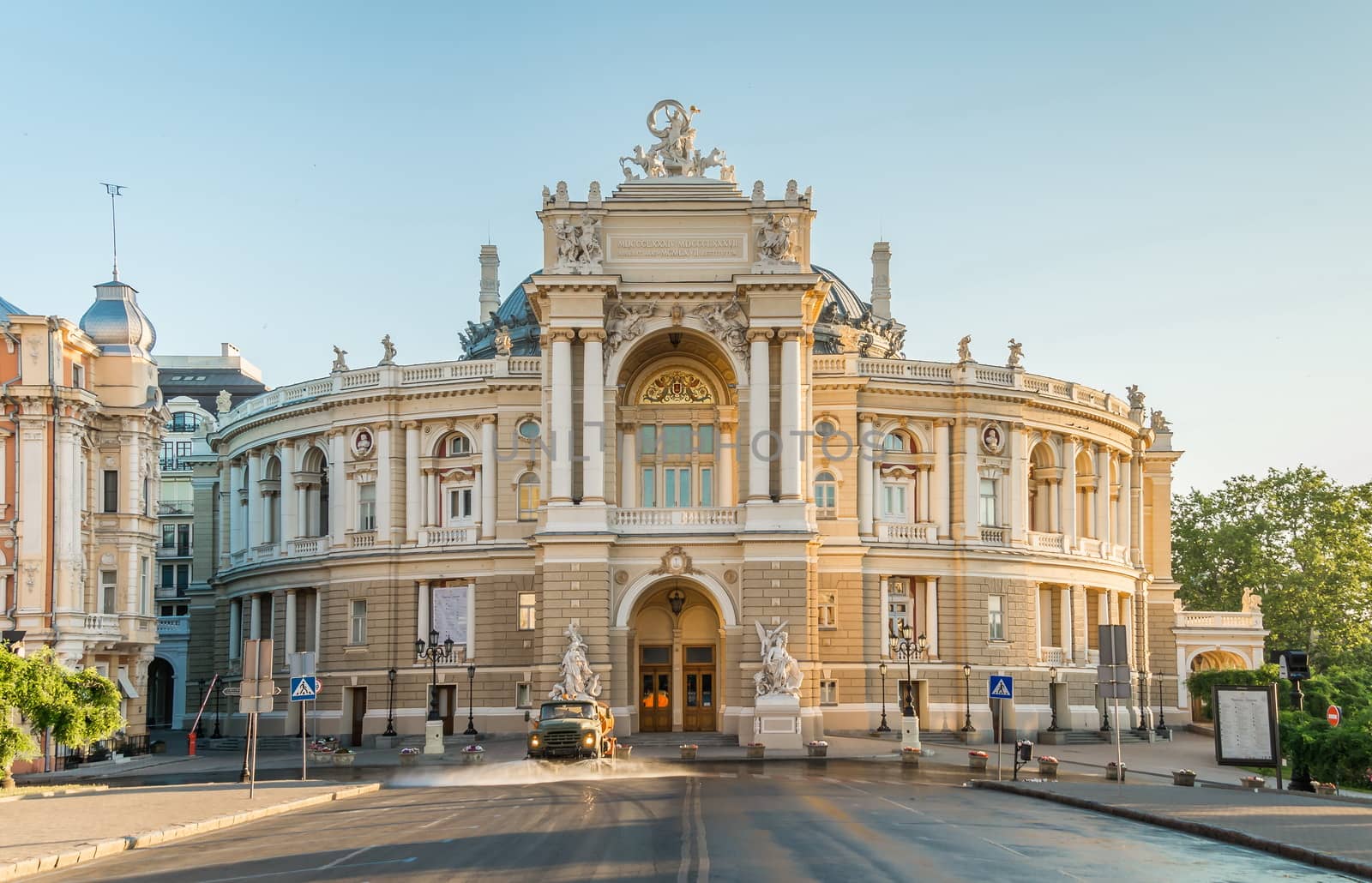 Odessa National Academic Theater of Opera and Ballet in Ukraine in a summer morning