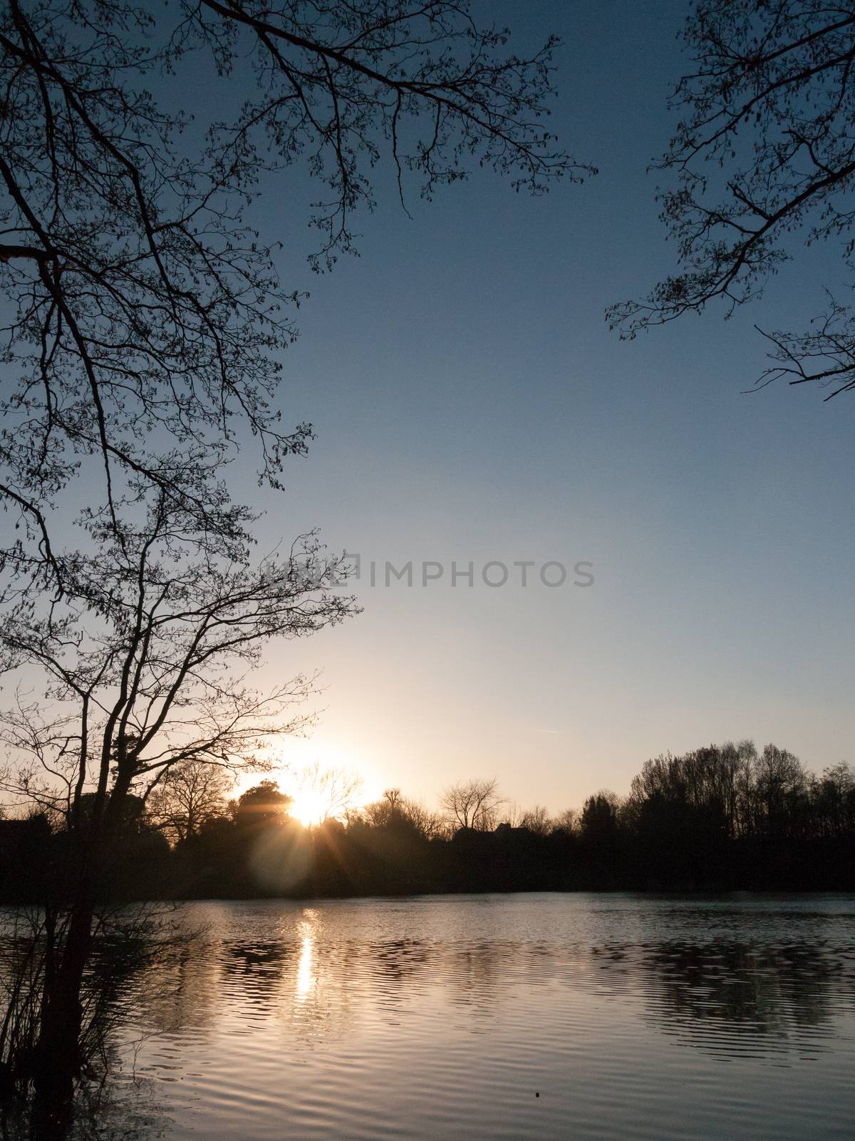 lake surface outside sunset nature landscape background; essex; england; uk