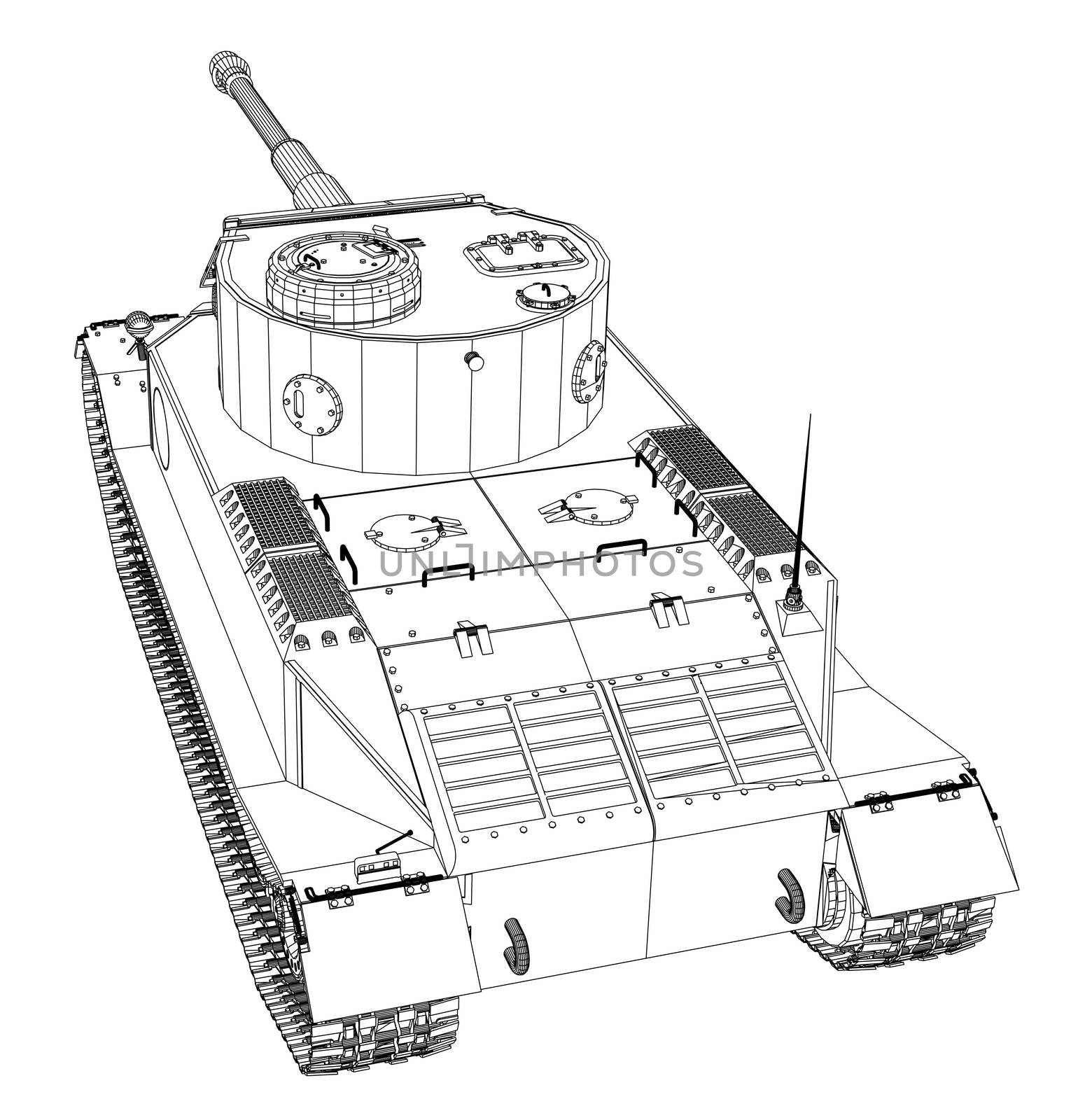 Blueprint of realistic tank by cherezoff