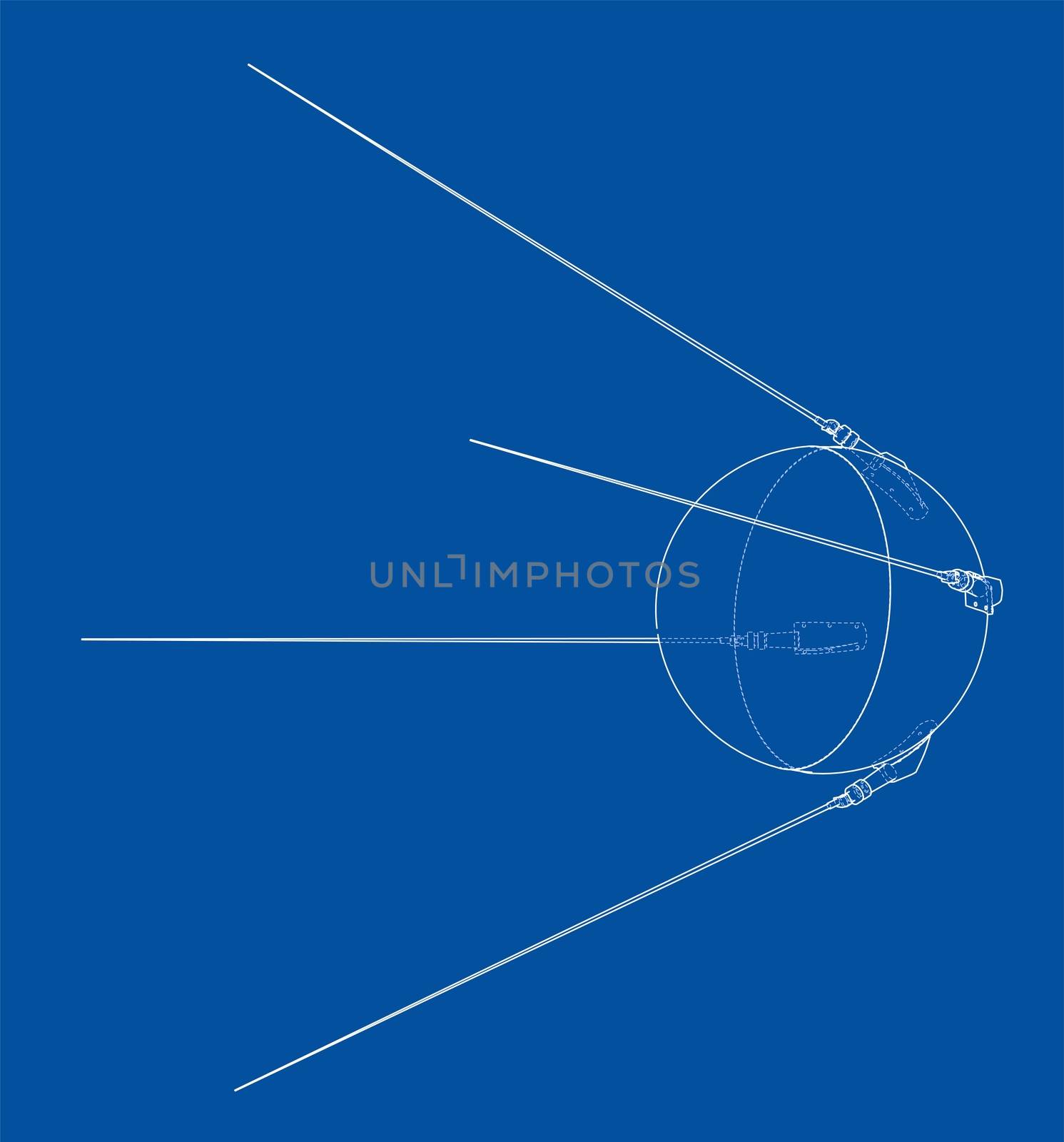 Satellite sketch or blueprint. 3d illustration isolated on background