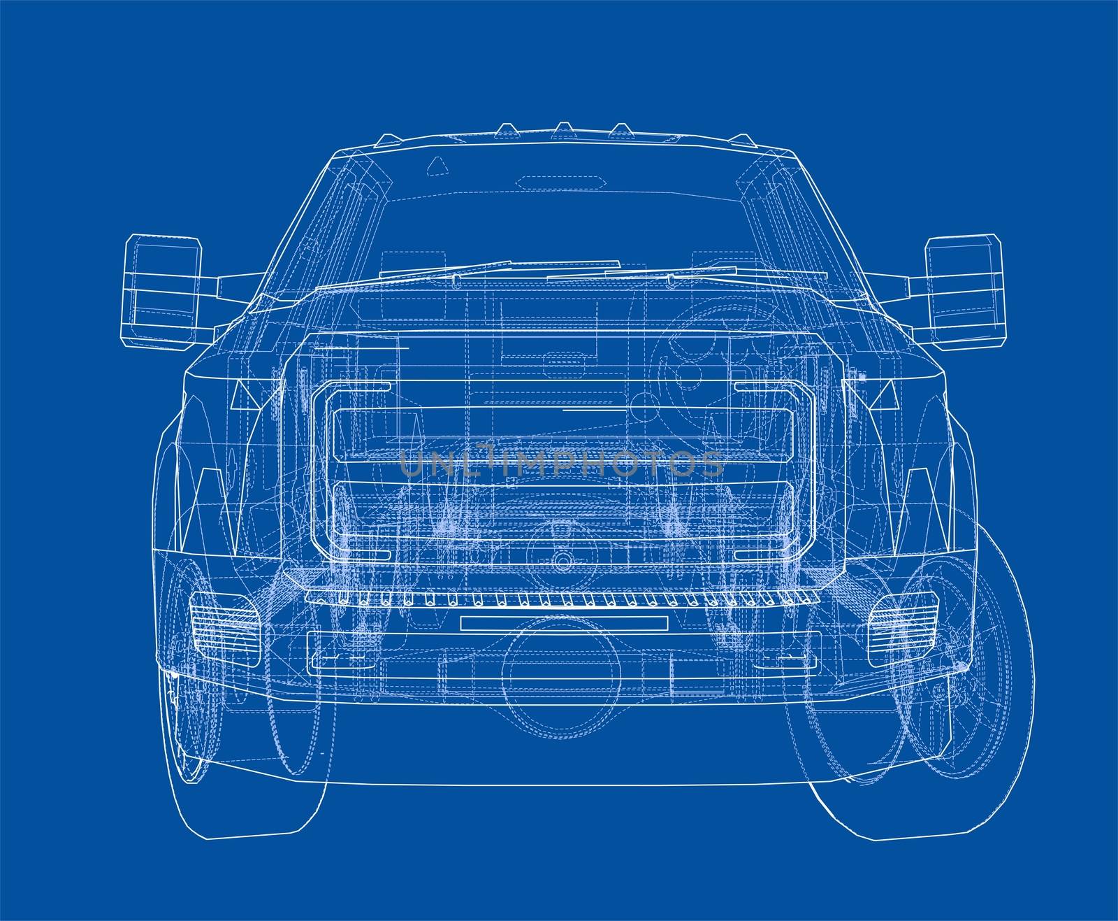 Car SUV drawing outline by cherezoff