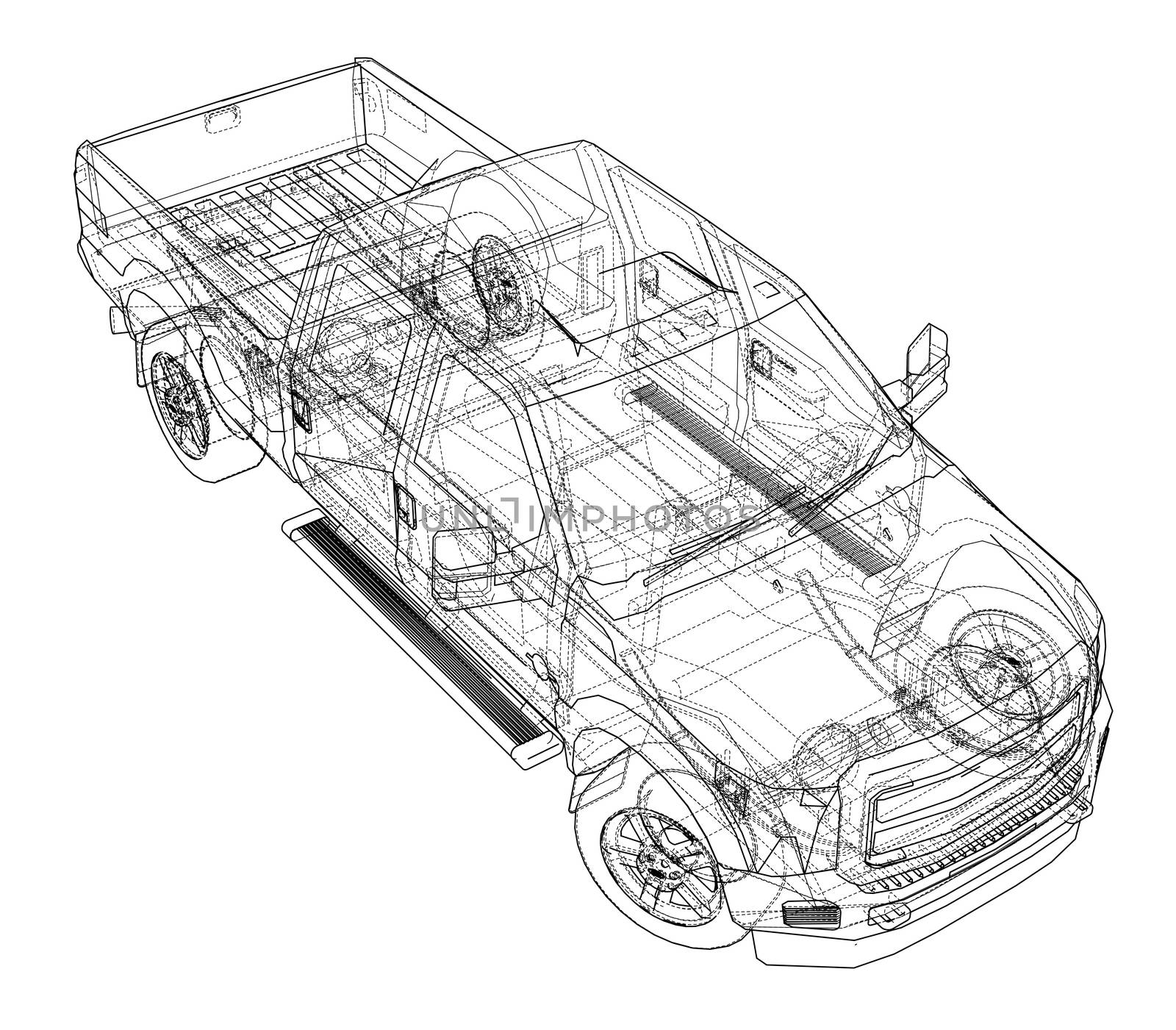 Car SUV drawing outline by cherezoff