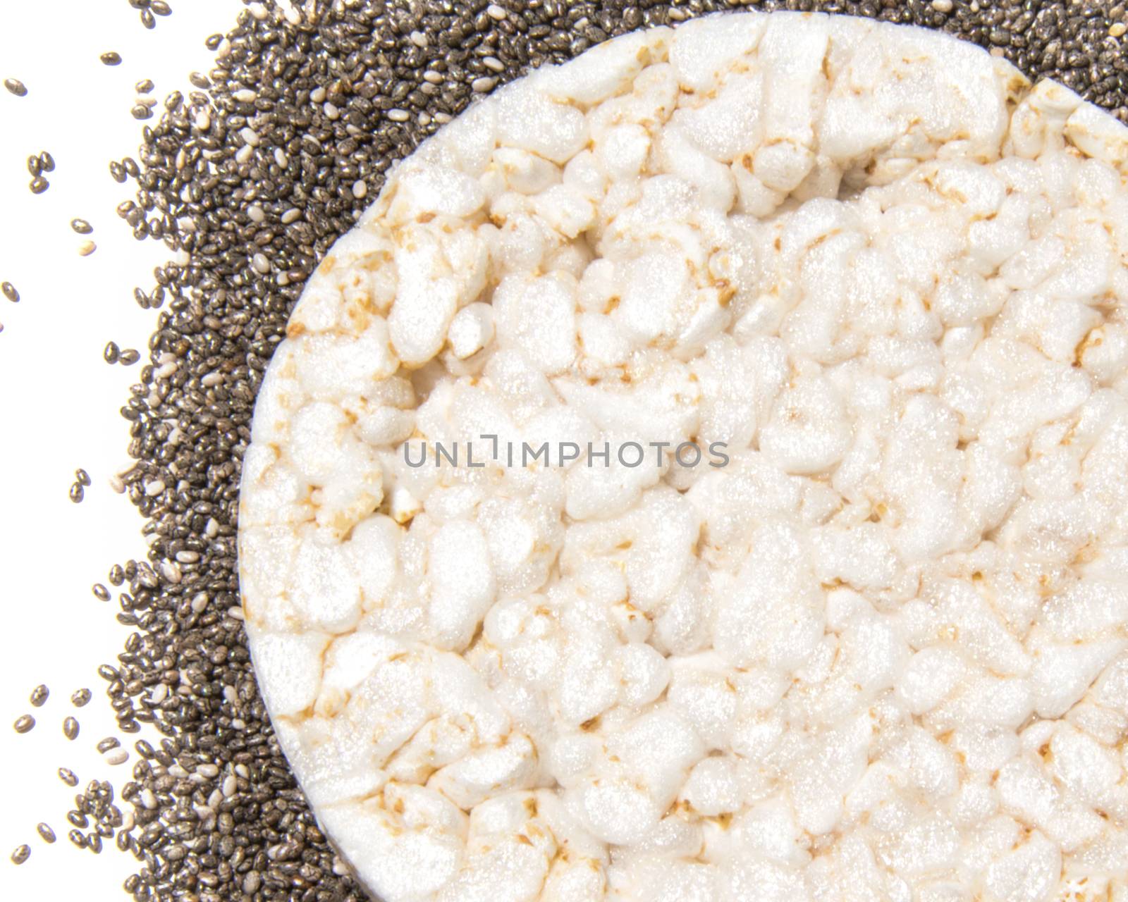 Rice waffle on chia seeds background wallpaper