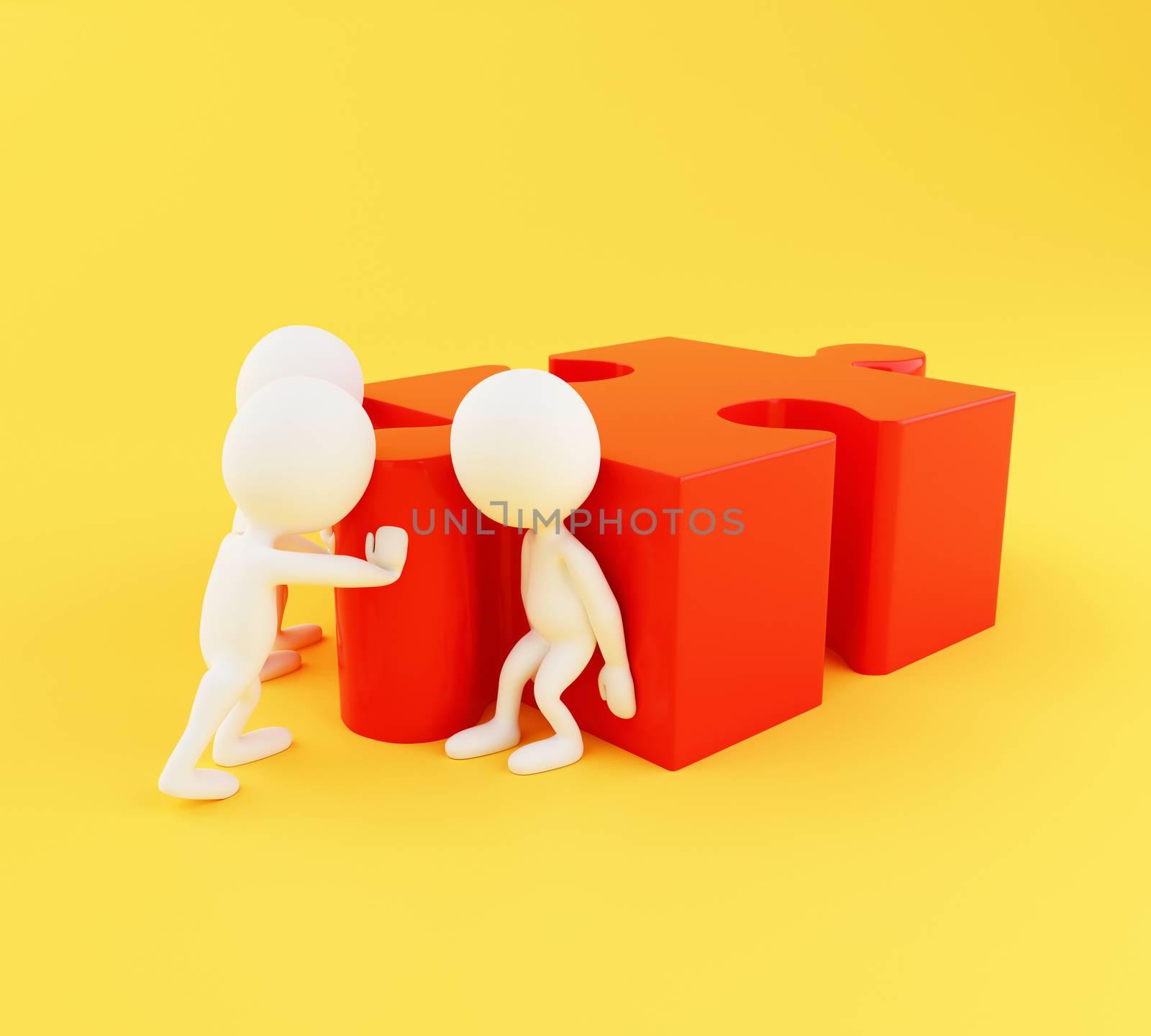 3d White people solving a puzzle. by megostudio