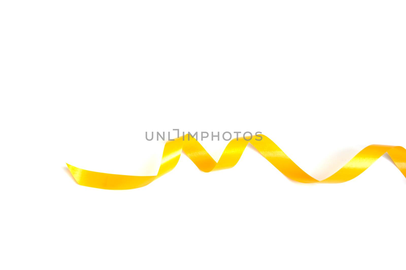 the spiral yellow ribbon isolated on white background.