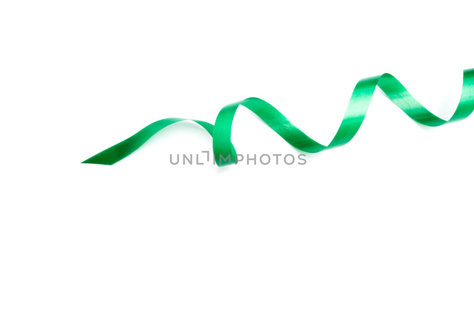the spiral green ribbon isolated on white background.