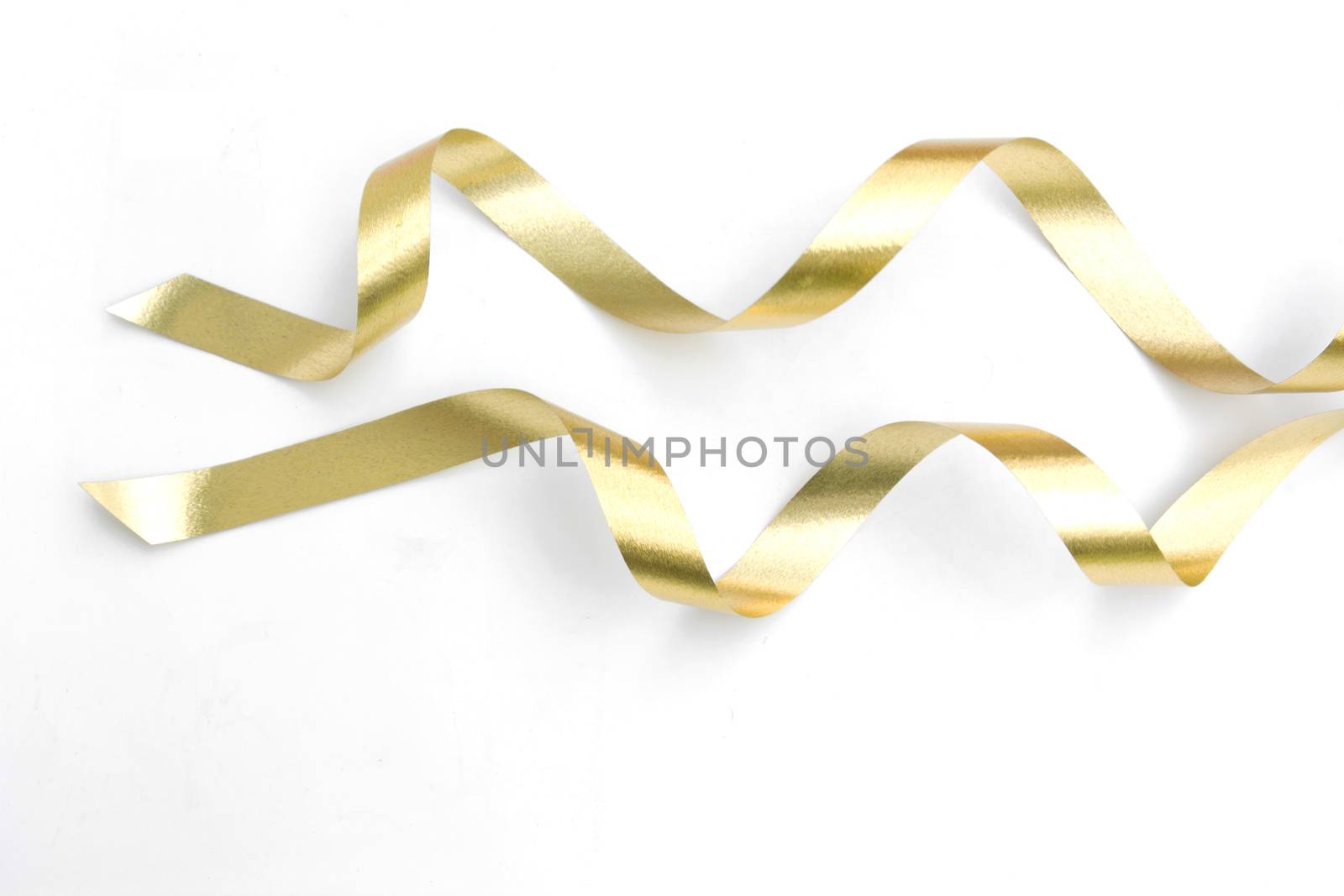 the spiral golden ribbon isolated on white background.