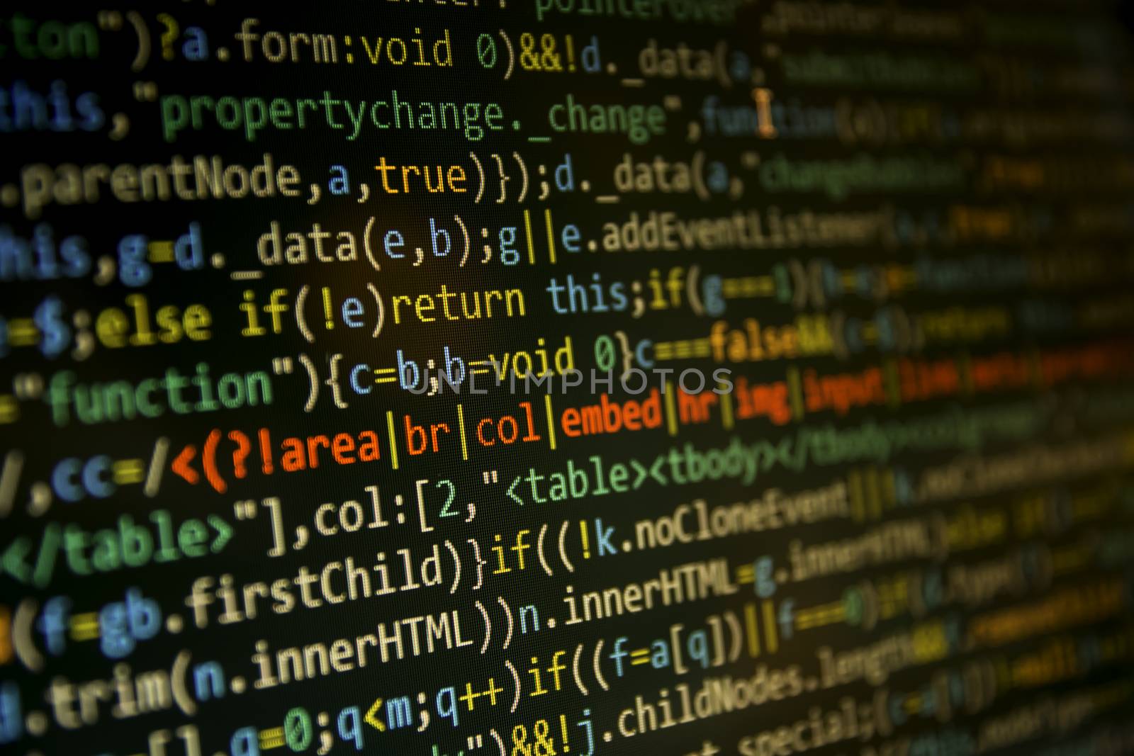 Programming code abstract screen of software developer. Computer by kirisa99