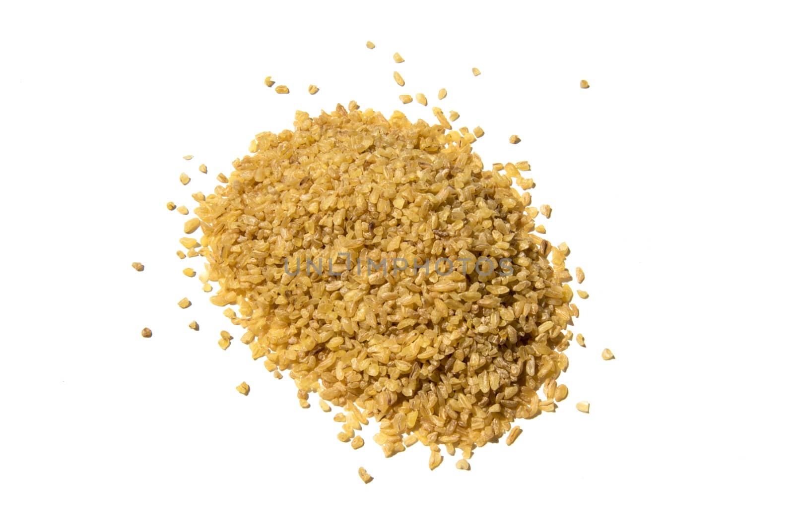 Bulgur heap pile isolated on white background