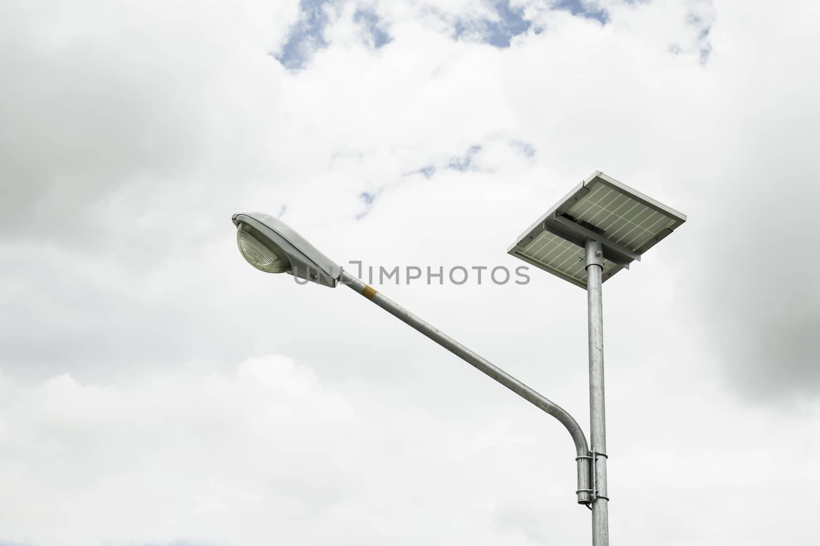 Lamp post street under the blue sky background vintage retro