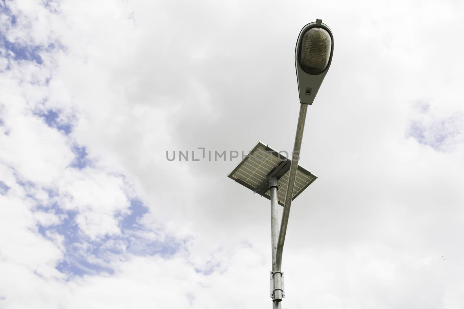 Lamp post street under the blue sky background vintage retro