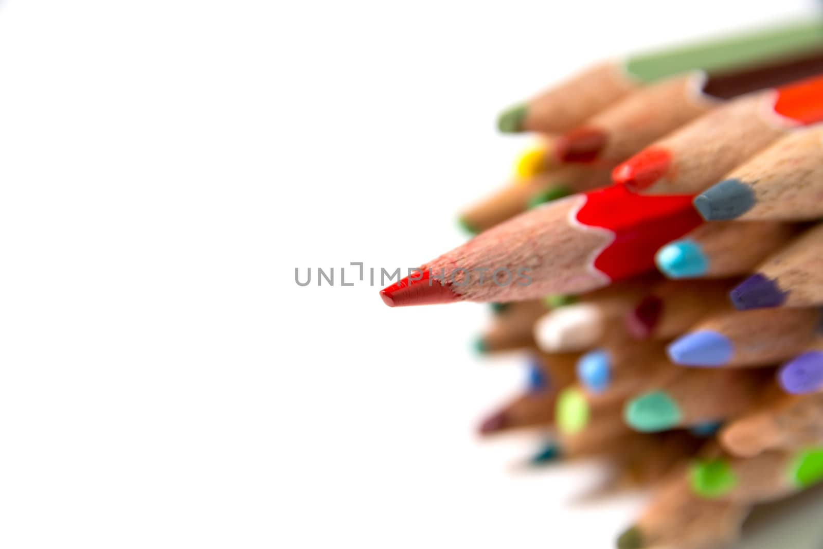 Color pencils isolated on white background close up with Clippin by kirisa99