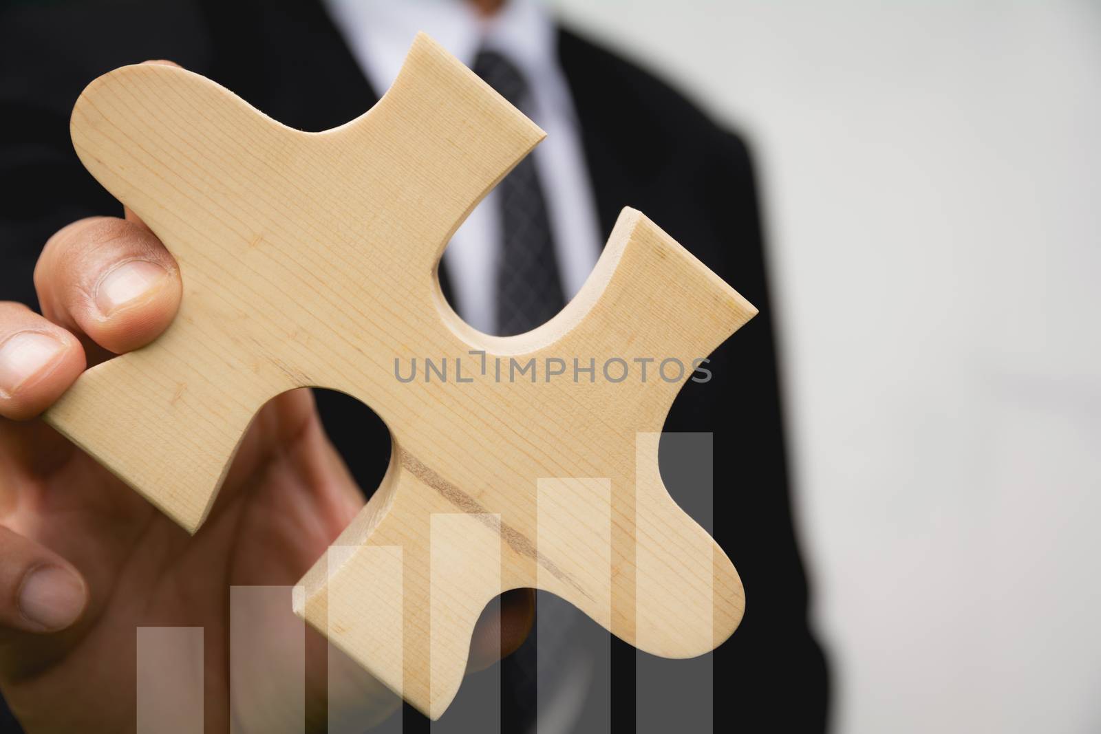 Double exposure stock financial with hand of businessman holding by kirisa99