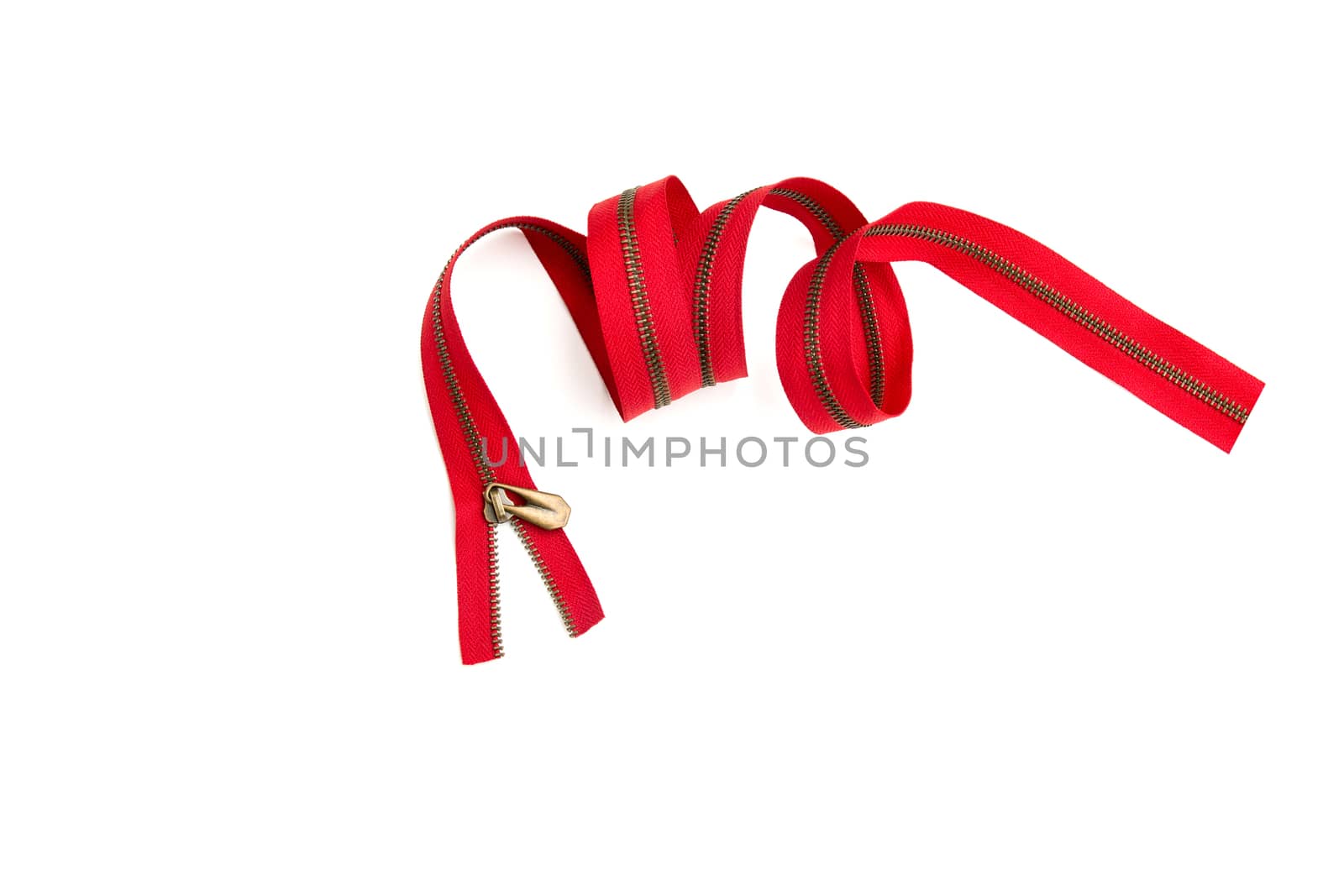 Clothes red zipper closed positions. Zipper like clothing mouth concept. Zippers isolated on white background.