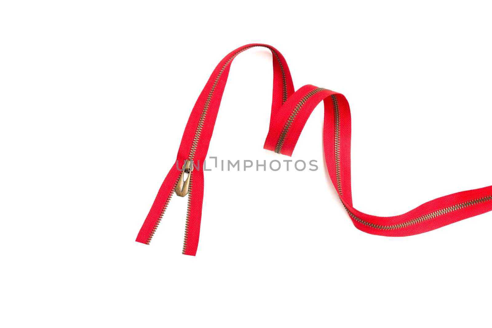 Clothes red zipper closed positions. Zipper like clothing mouth concept. Zippers isolated on white background.