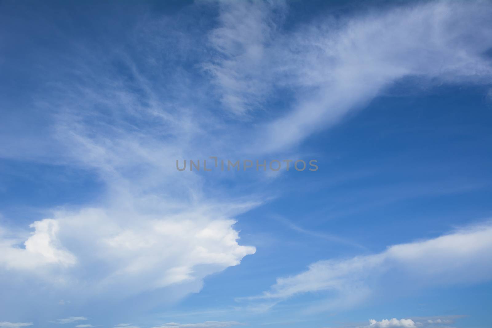 Blue sky with cloud, clean energy power, clear weather background