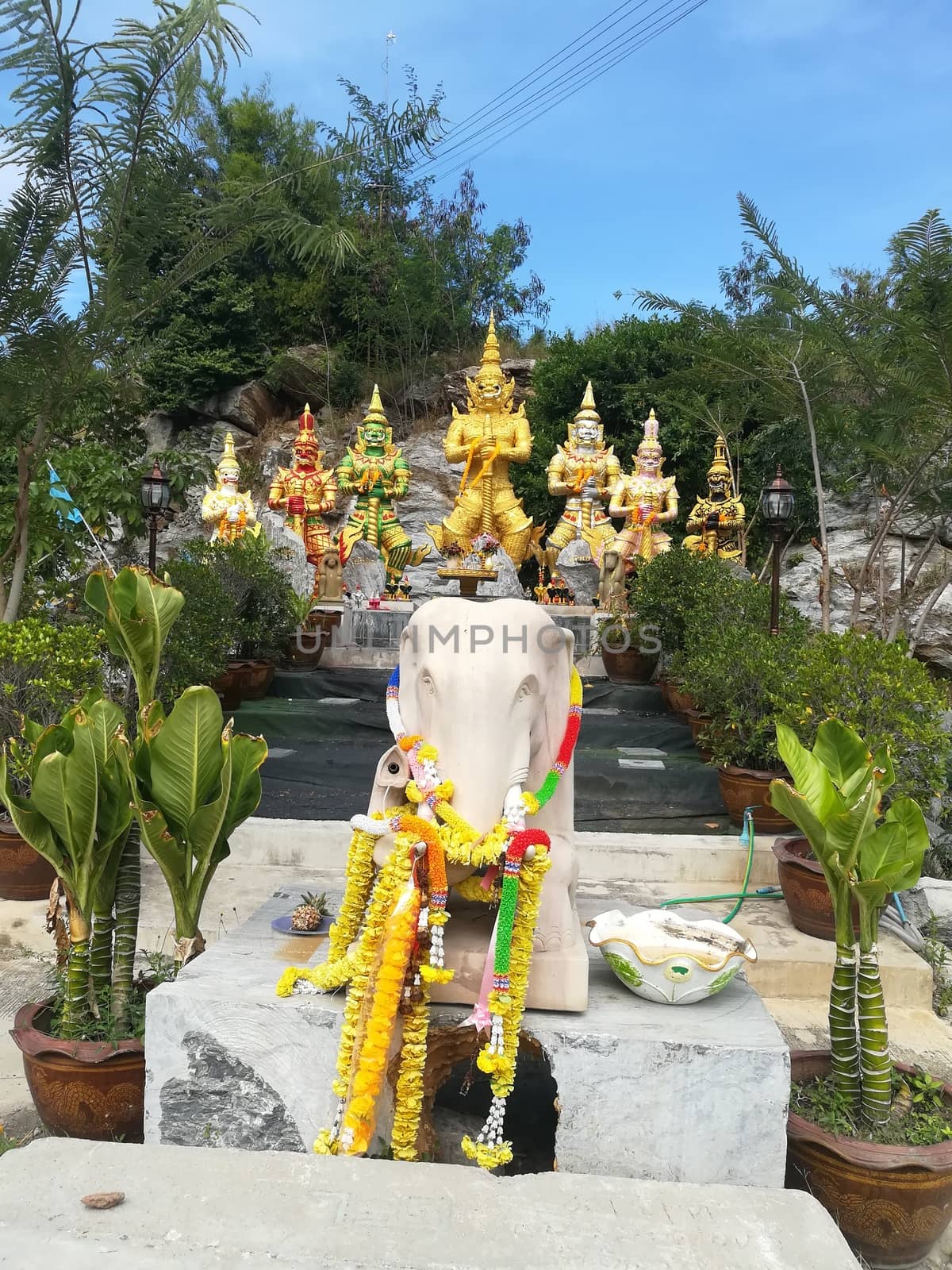 Worship Buddhist pavilion statue at Temple in Thailand  And historical attractions.