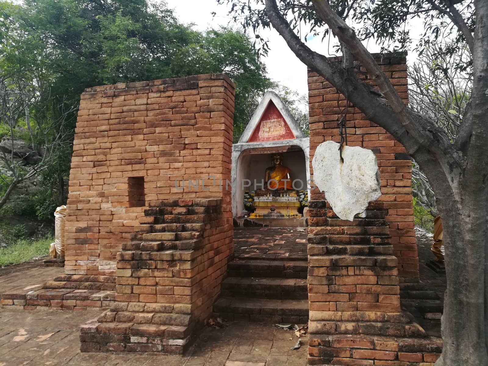 Worship Buddhist pavilion statue at Temple in Thailand  And historical attractions.