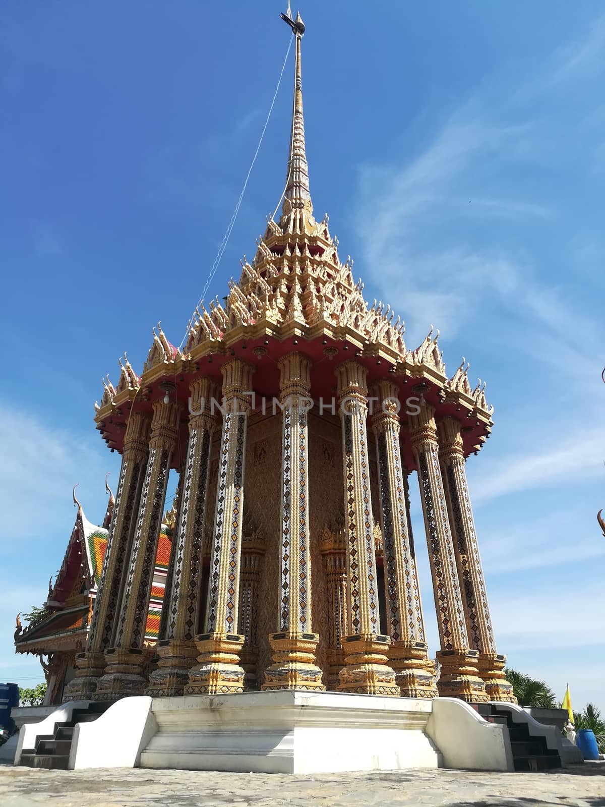 Worship Buddhist pavilion statue at Temple in Thailand  And historical attractions.