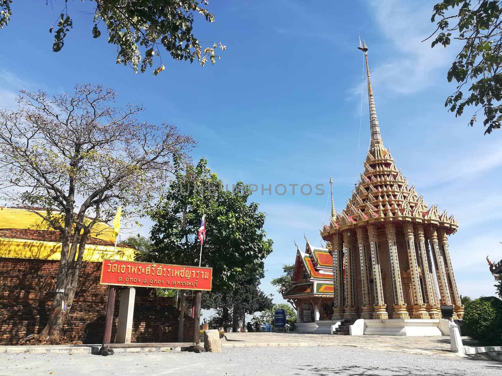 Worship Buddhist pavilion statue at Temple in Thailand  And historical attractions.